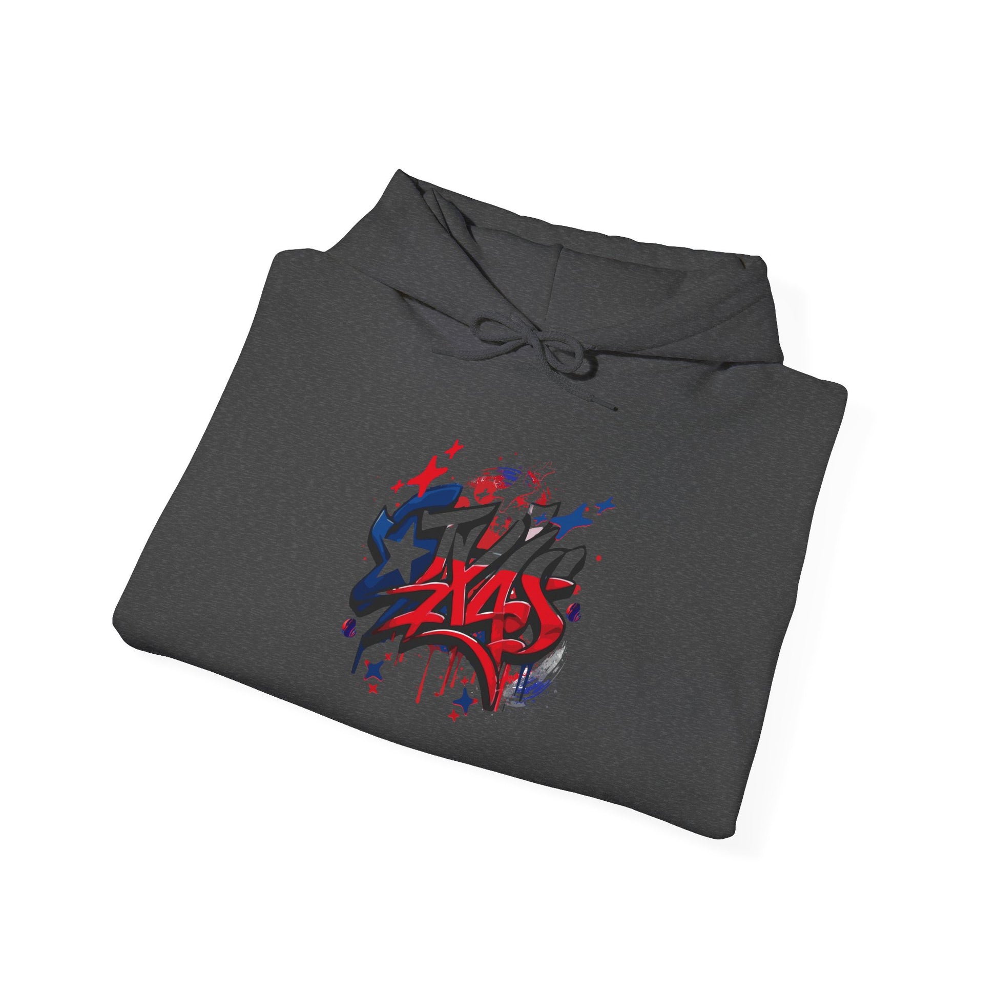 Patriotic Graffiti Hoodie, Cozy Sweatshirt for Casual Wear, Perfect Gift for July 4th, Stylish Streetwear, Unisex Fashion
