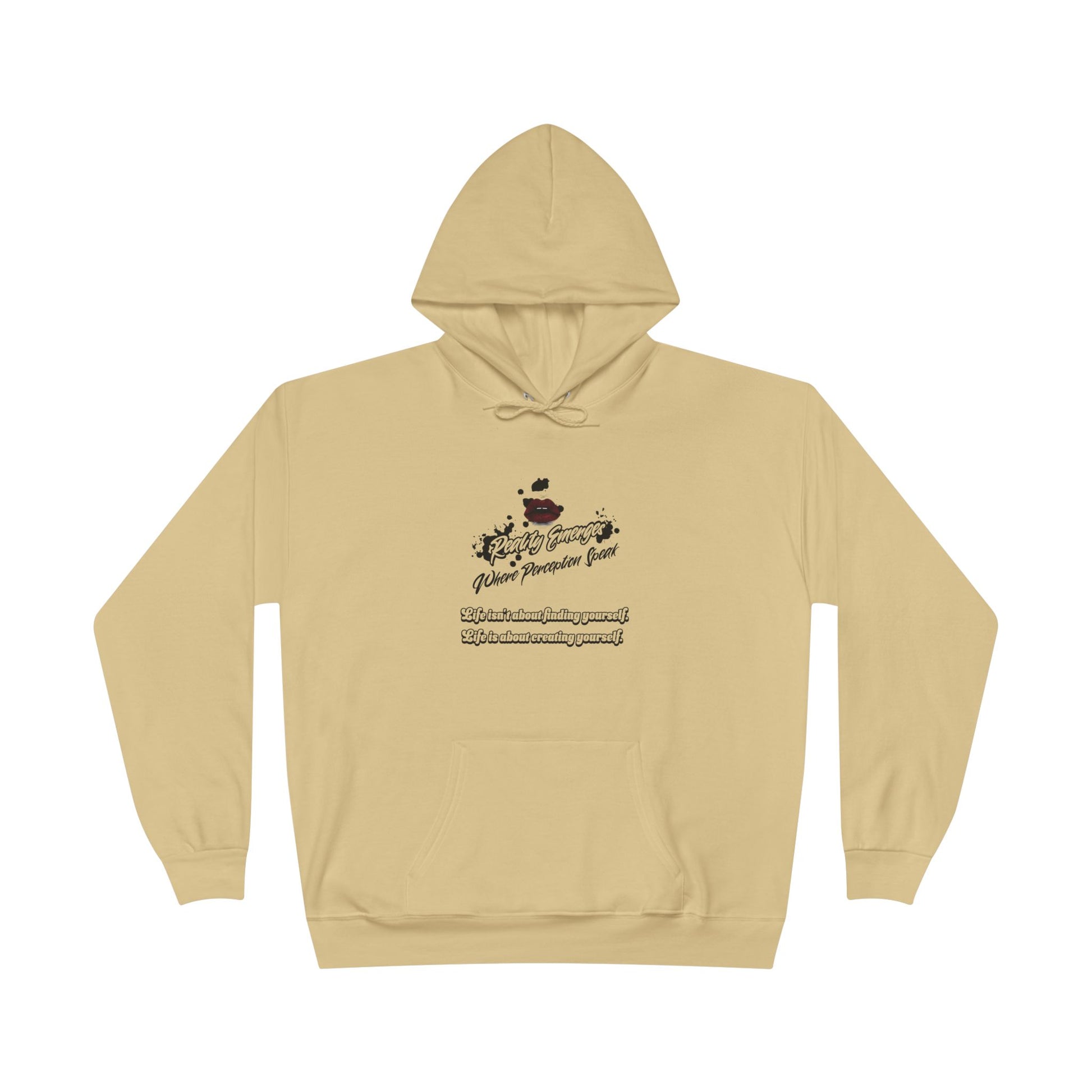 Hoodie Reality Emerges Where Perception Speaks Red Lips and Ink Splatter Design
