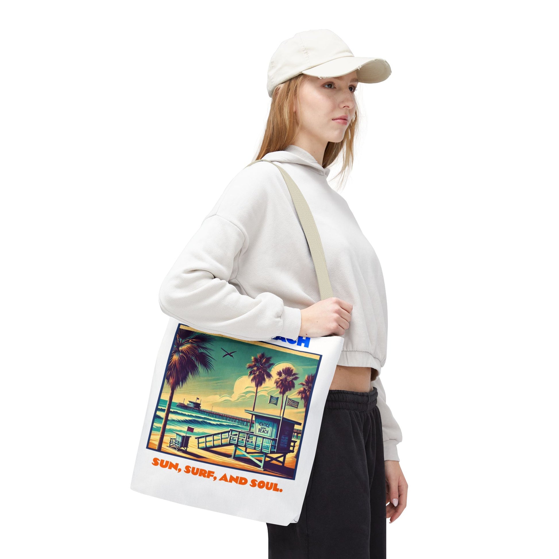Venice Beach Tote Bag - Sun, Surf, and Soul, Beach Bag, Eco-Friendly, Summer Essential, Travel Tote, Gift for Beach Lovers