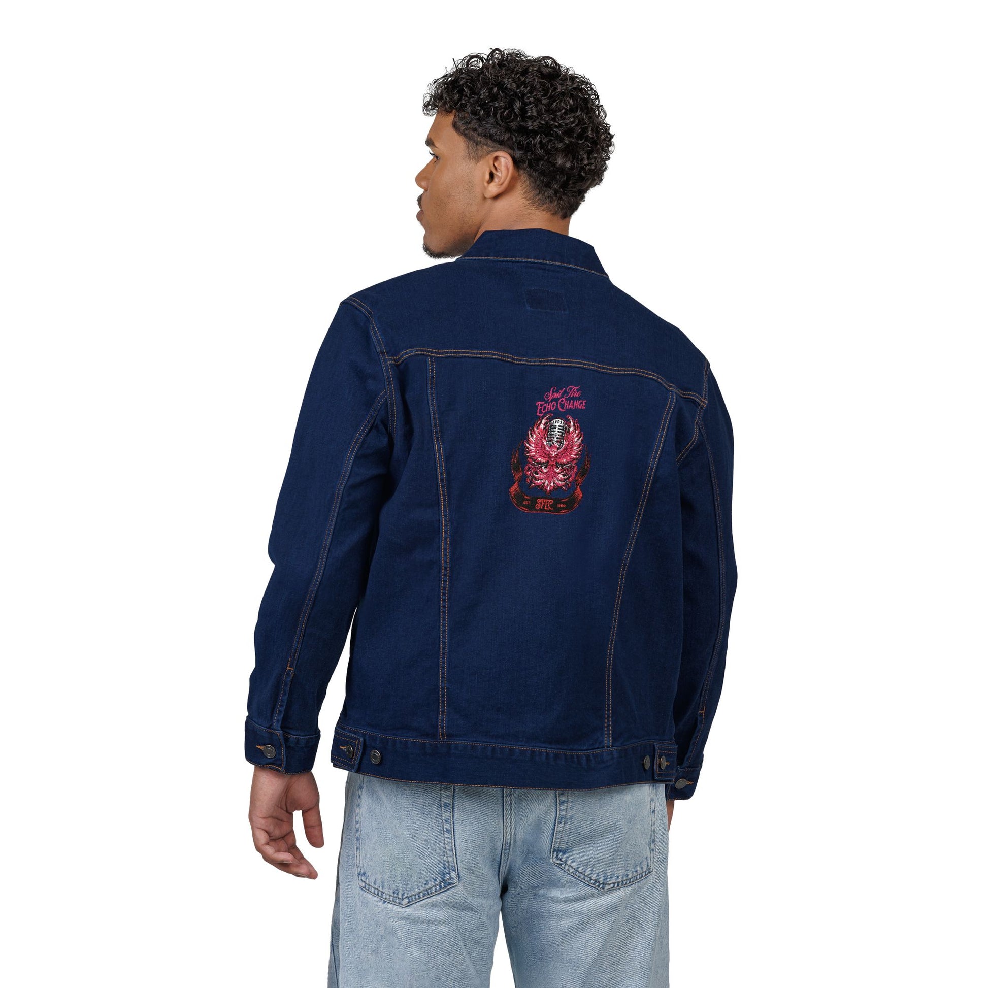 Unisex Classic Denim Jacket – Phoenix & Microphone Embroidered Back