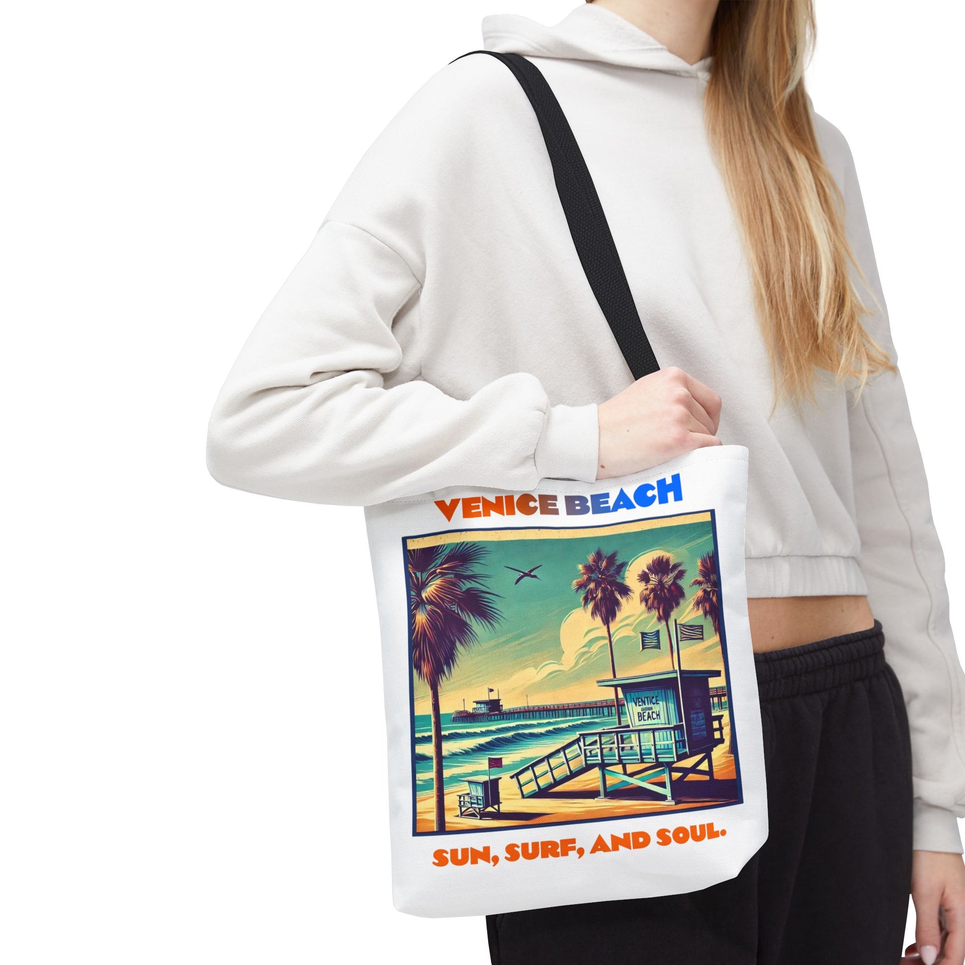 Venice Beach Tote Bag - Sun, Surf, and Soul, Beach Bag, Eco-Friendly, Summer Essential, Travel Tote, Gift for Beach Lovers