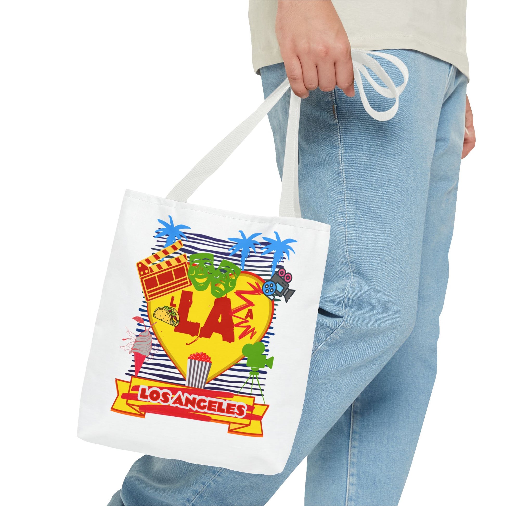Los Angeles Love Tote Bag, Fun Beach Bag, Travel Tote, Summer Accessory, Gift for Travelers, AOP Design