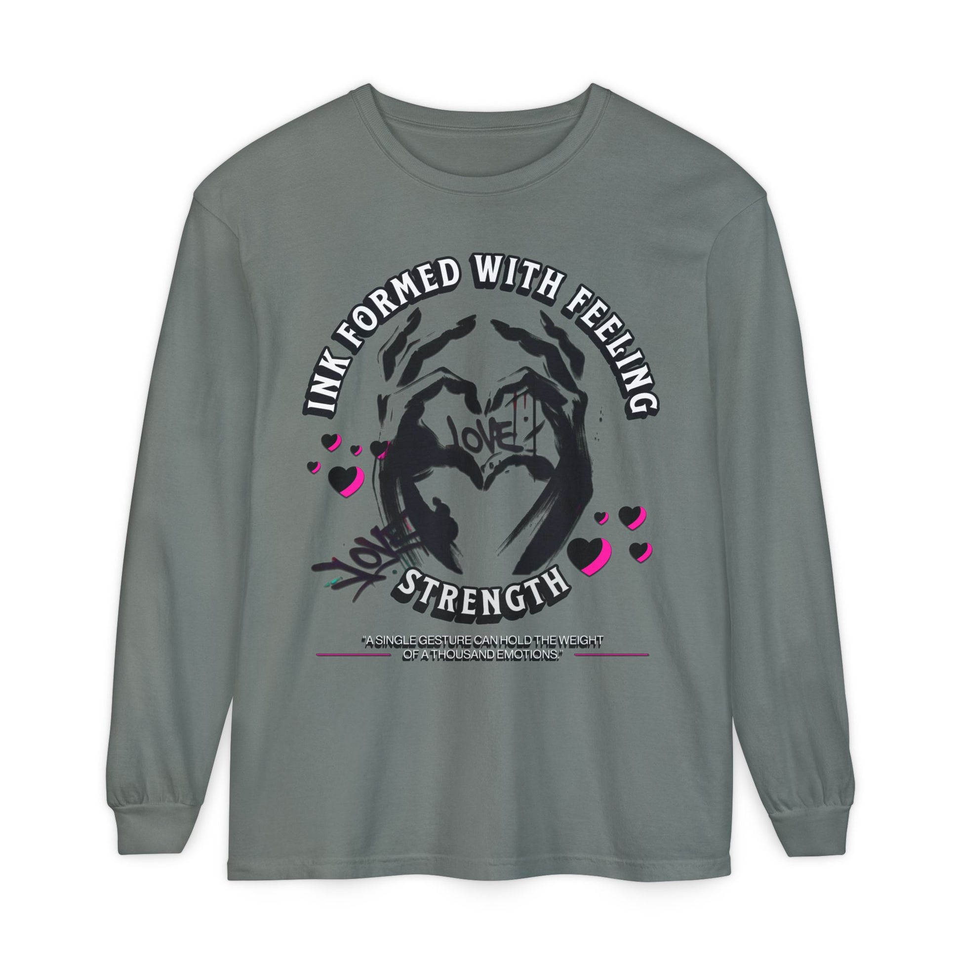 Wearable Art Long-Sleeve Tee  T-Shirt Love and Strength Graphic Design