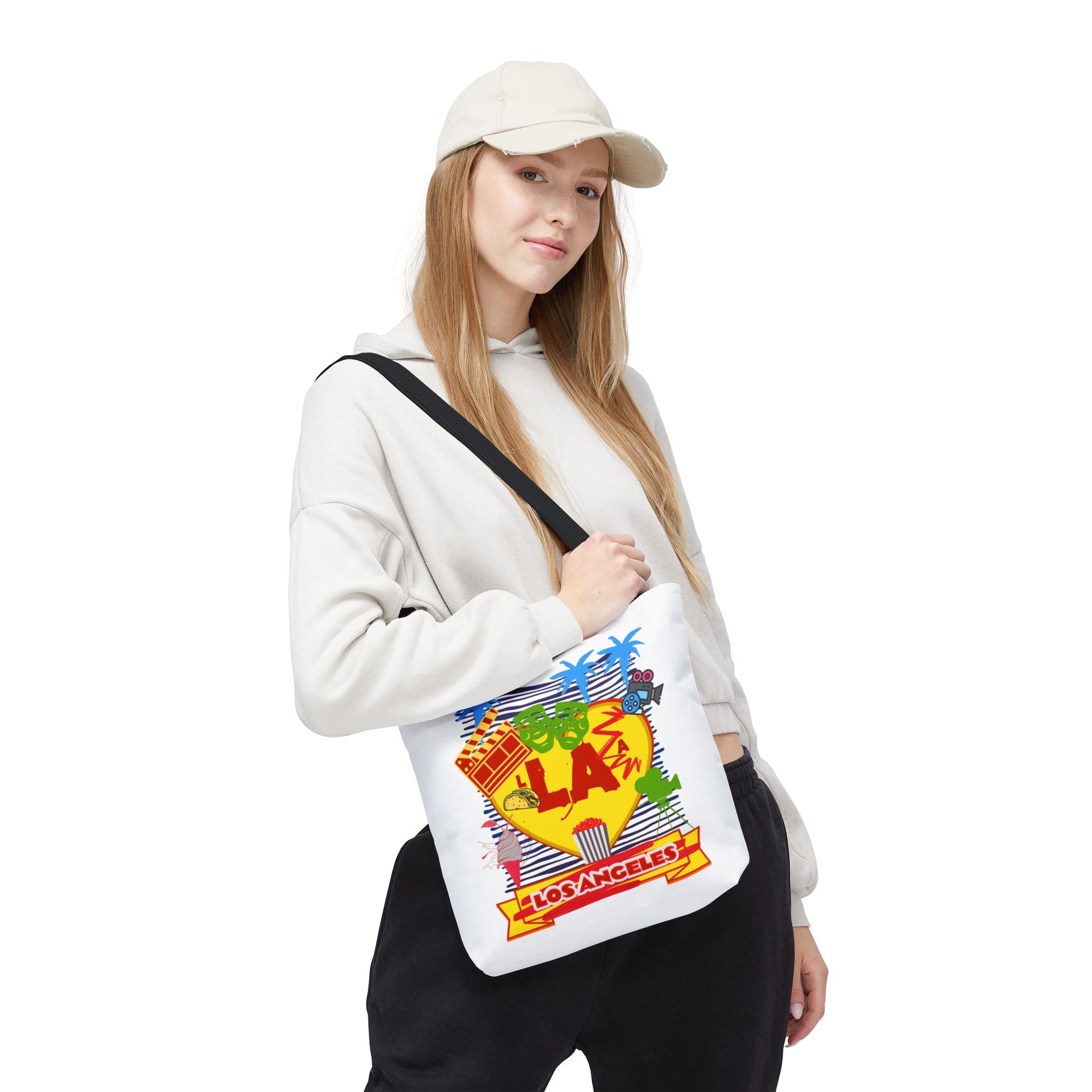 Los Angeles Love Tote Bag, Fun Beach Bag, Travel Tote, Summer Accessory, Gift for Travelers, AOP Design