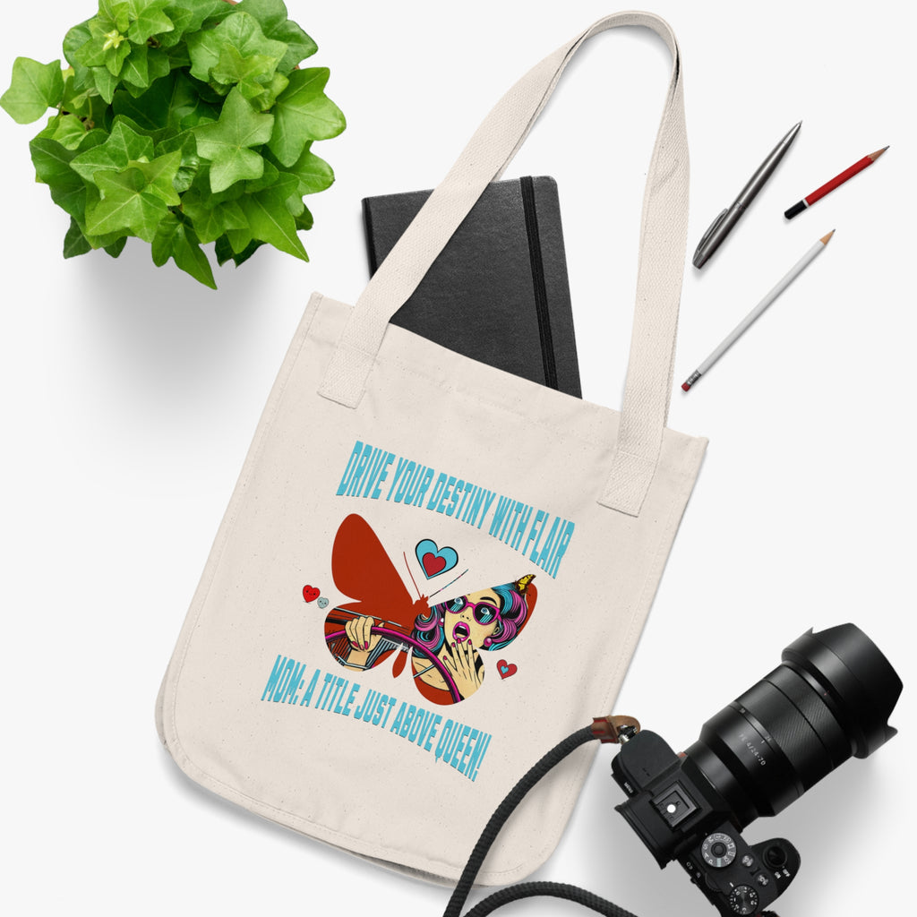 Inspired Organic Canvas Tote Bag - Drive Your Destiny, Eco-Friendly Shopping, Bohemian Style, Gift for Her, Sustainable Accessory