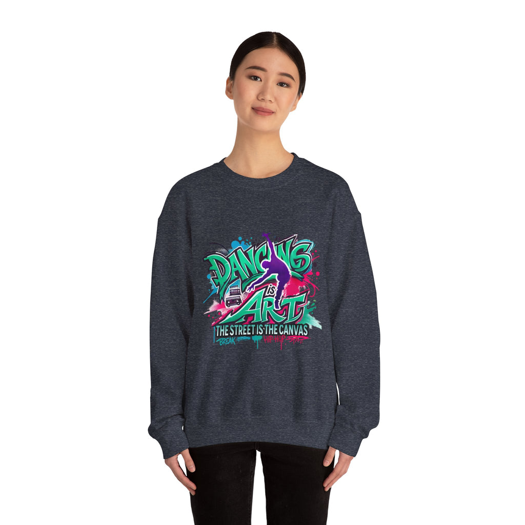 Colorful Street Art Sweatshirt, Unisex Crewneck Pullover, Dance Sweatshirt Gift, Streetwear Apparel, Artsy Fashion