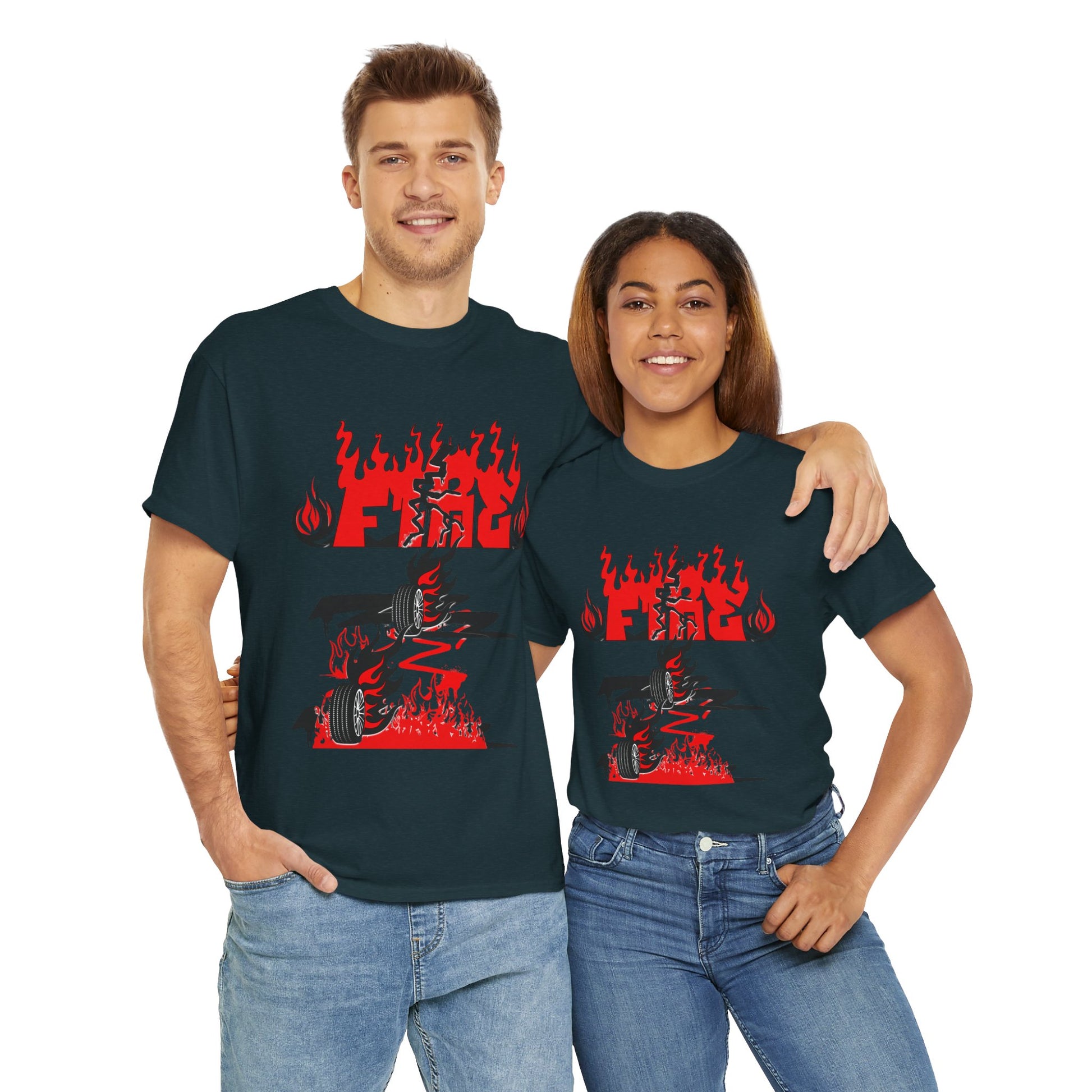 Fire Graphic Unisex Tee, Graphic T-Shirt, Casual Wear, Street Style, Gift for Him/Her, Festival Outfit