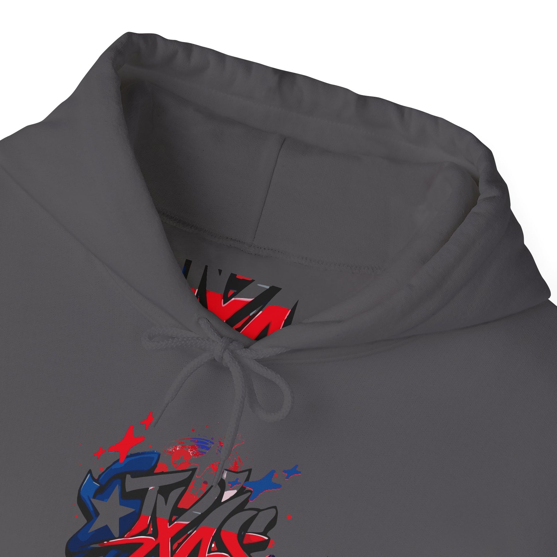 Patriotic Graffiti Hoodie, Cozy Sweatshirt for Casual Wear, Perfect Gift for July 4th, Stylish Streetwear, Unisex Fashion