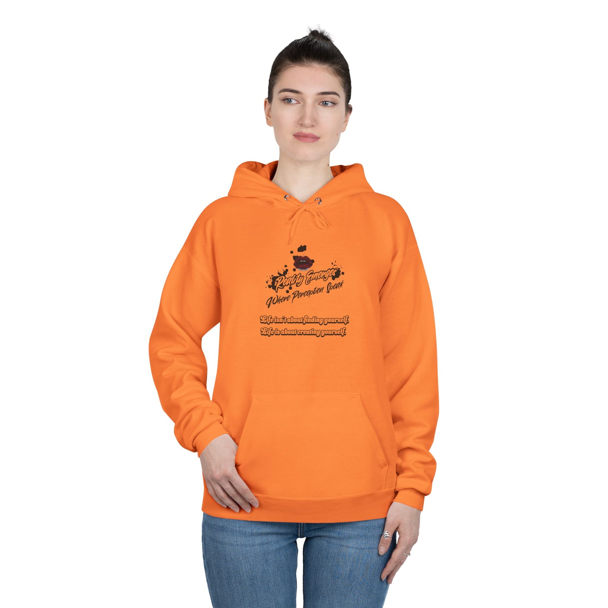 Hoodie Reality Emerges Where Perception Speaks Red Lips and Ink Splatter Design