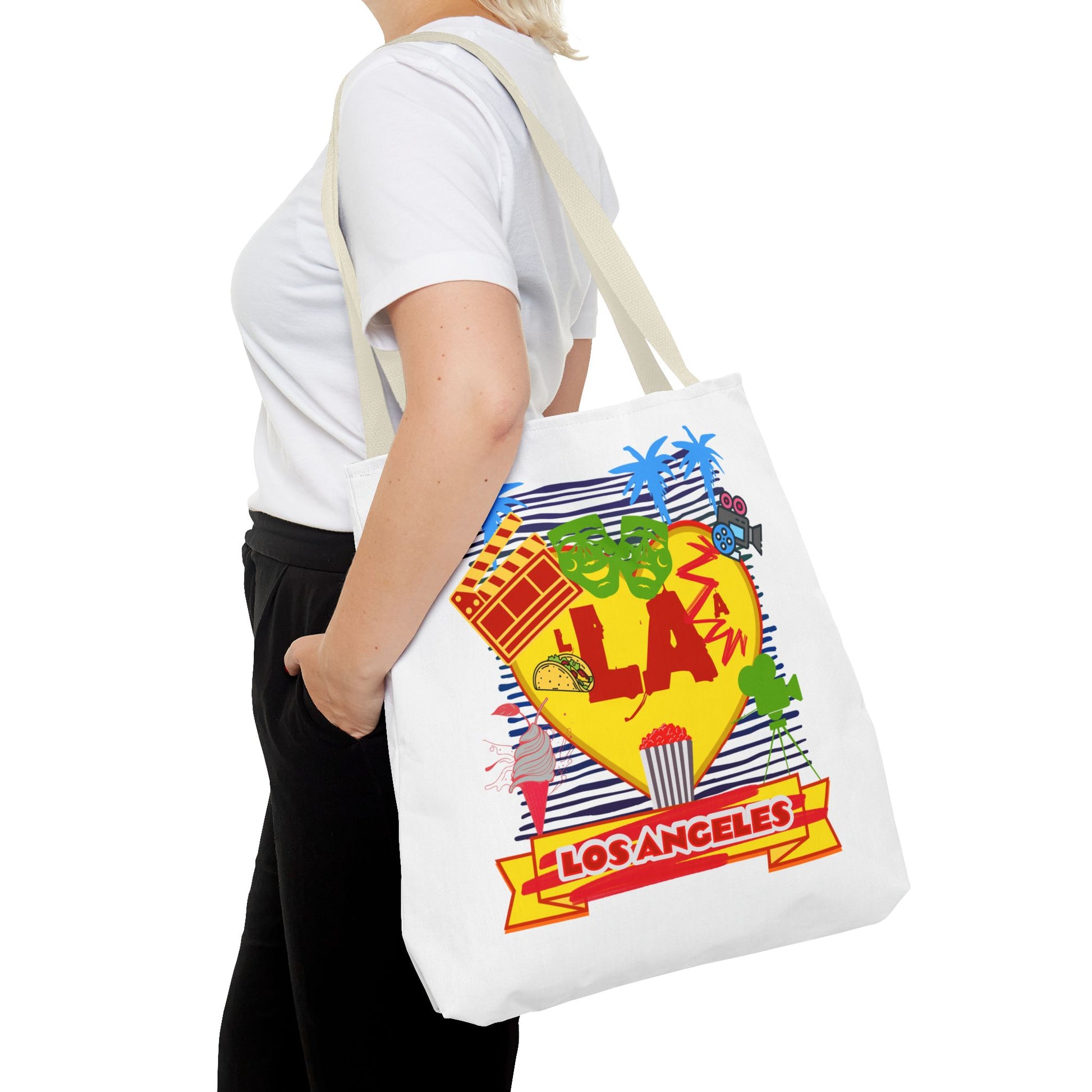 Los Angeles Love Tote Bag, Fun Beach Bag, Travel Tote, Summer Accessory, Gift for Travelers, AOP Design