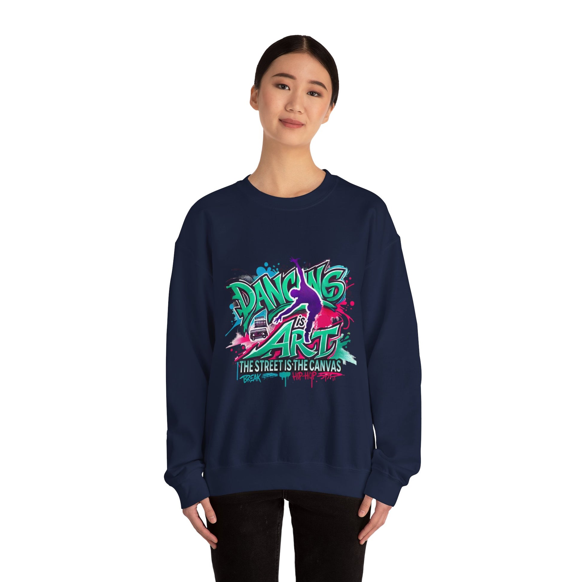 Colorful Street Art Sweatshirt, Unisex Crewneck Pullover, Dance Sweatshirt Gift, Streetwear Apparel, Artsy Fashion