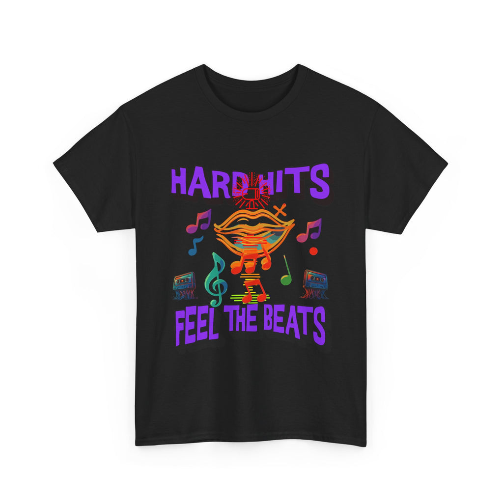 Music Lover Tee - Hard Hits Feel The Beats, Unisex Cotton Shirt, Perfect Gift for Musicians, Concerts, Festivals, Casual Wear