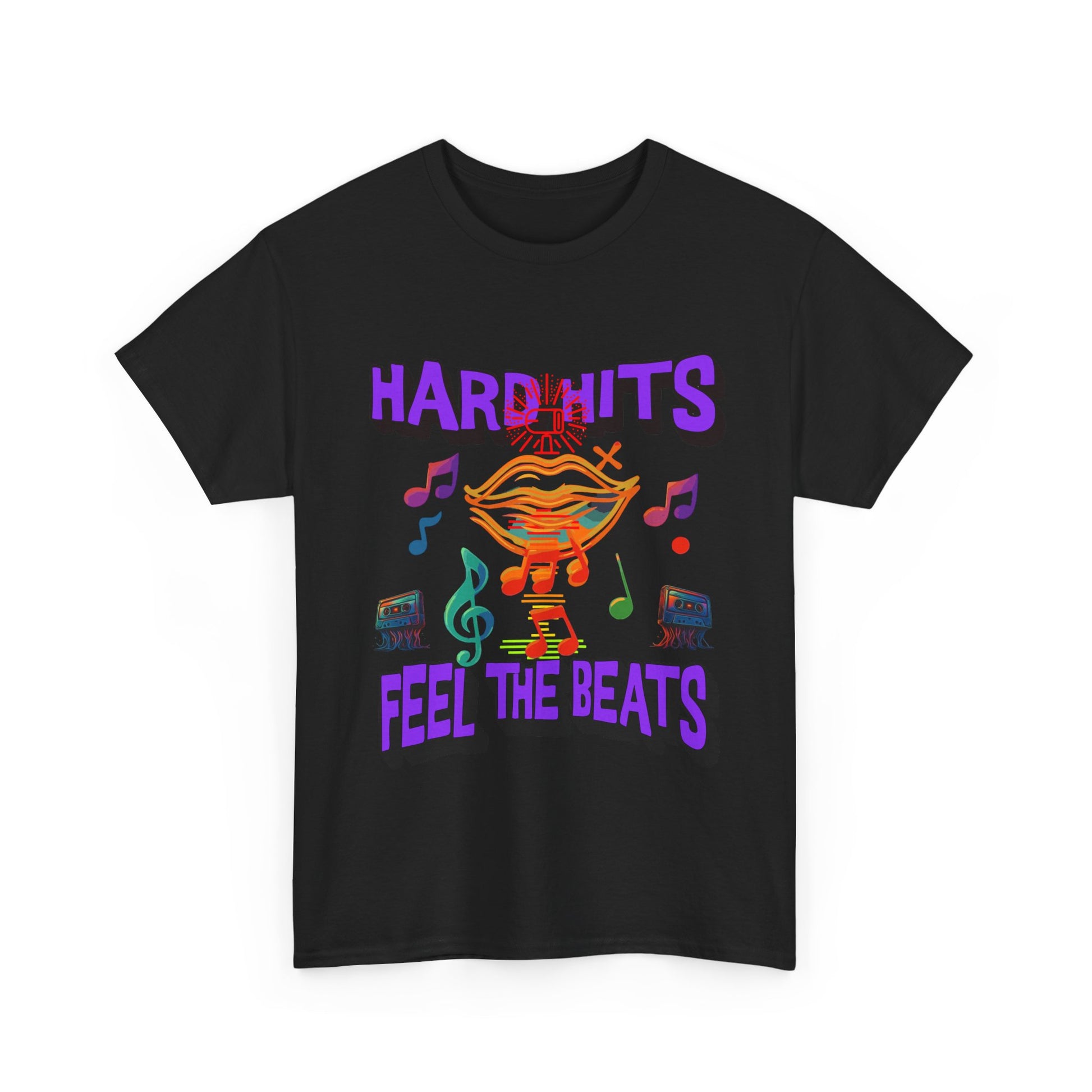 Music Lover Tee - Hard Hits Feel The Beats, Unisex Cotton Shirt, Perfect Gift for Musicians, Concerts, Festivals, Casual Wear
