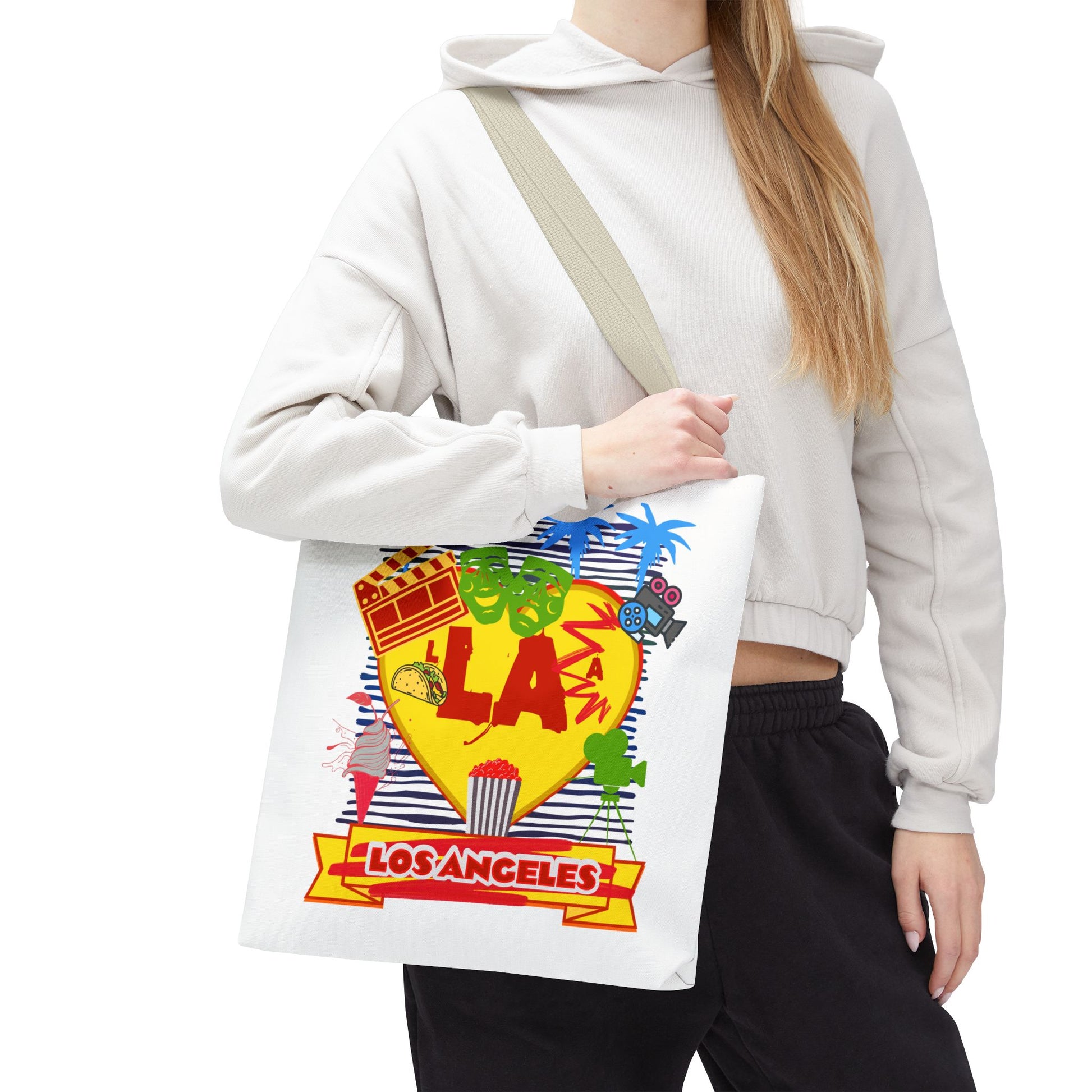 Los Angeles Love Tote Bag, Fun Beach Bag, Travel Tote, Summer Accessory, Gift for Travelers, AOP Design