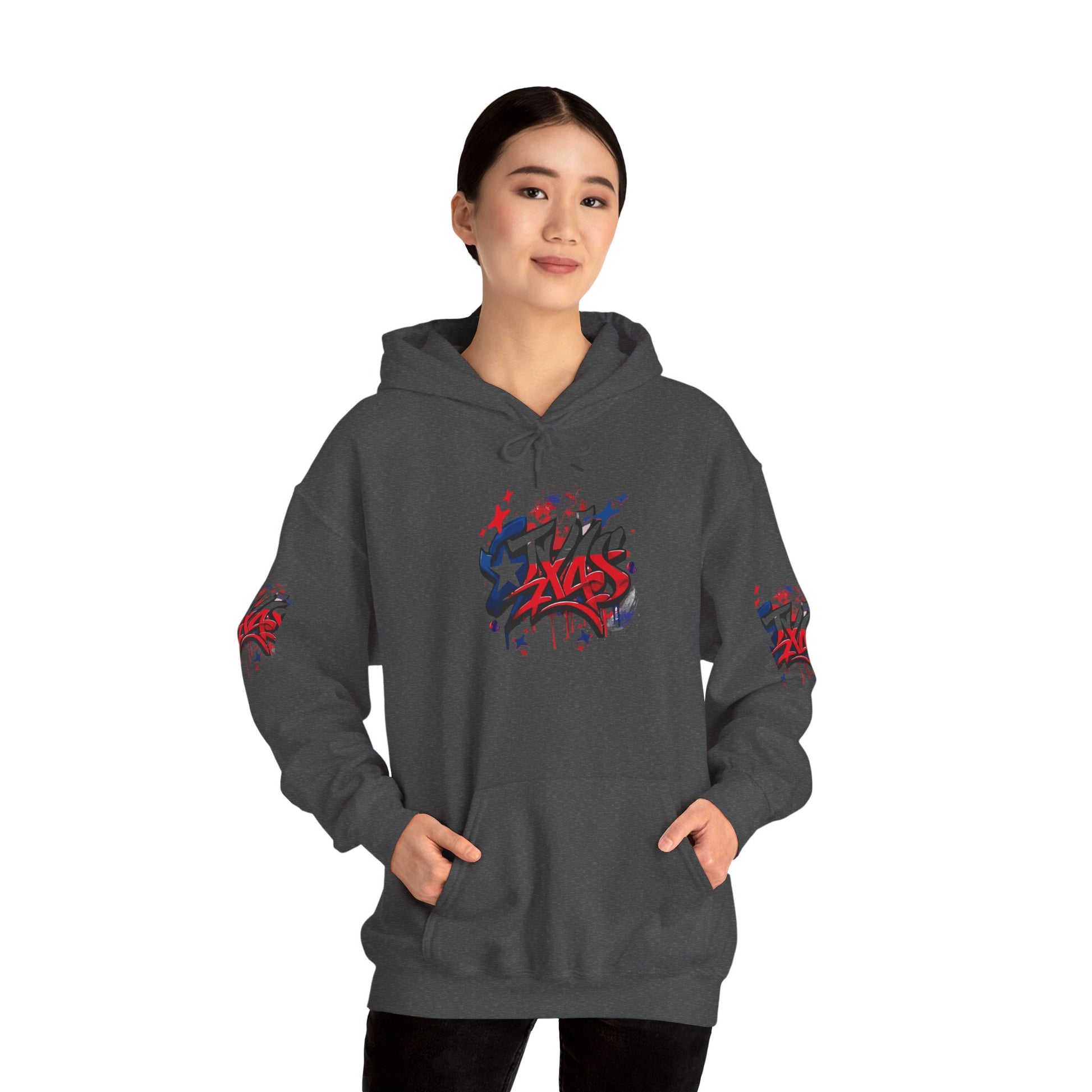 Patriotic Graffiti Hoodie, Cozy Sweatshirt for Casual Wear, Perfect Gift for July 4th, Stylish Streetwear, Unisex Fashion
