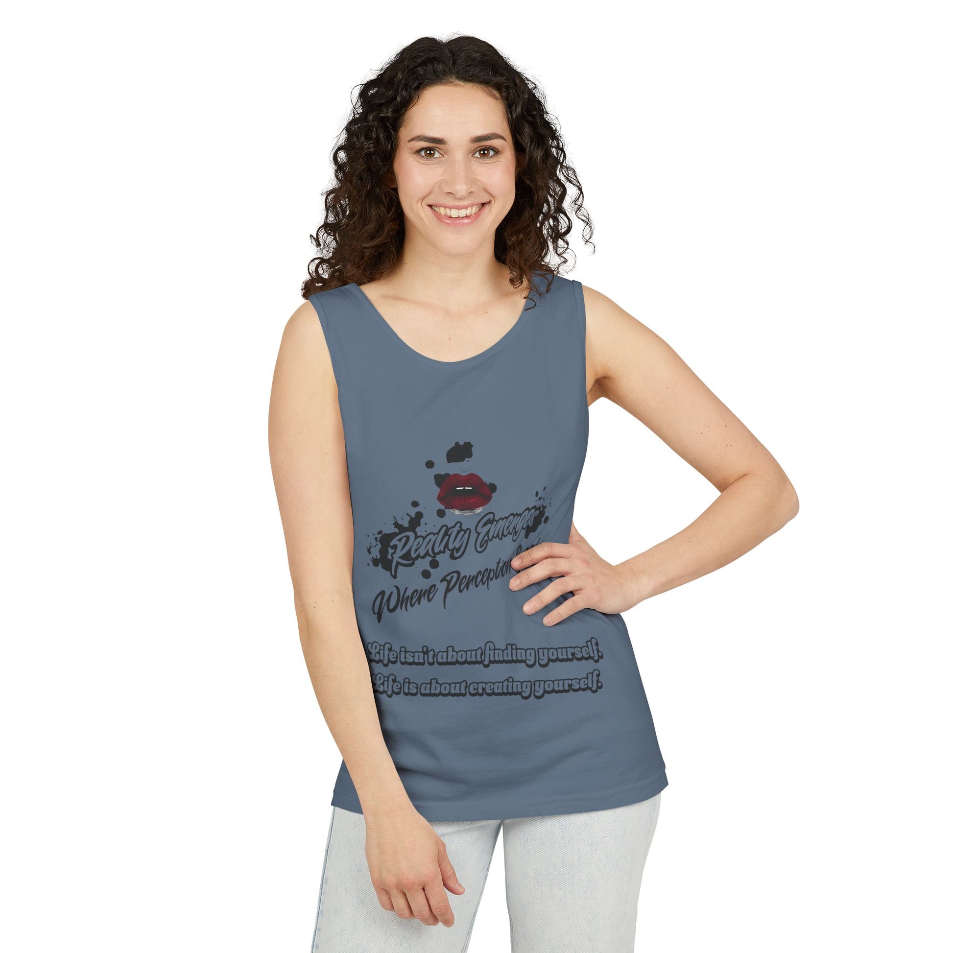 Tank Top - "Create Yourself" Quote Design, Motivational Apparel, Gift for Self-Love, Summer Essential, Positive Vibes