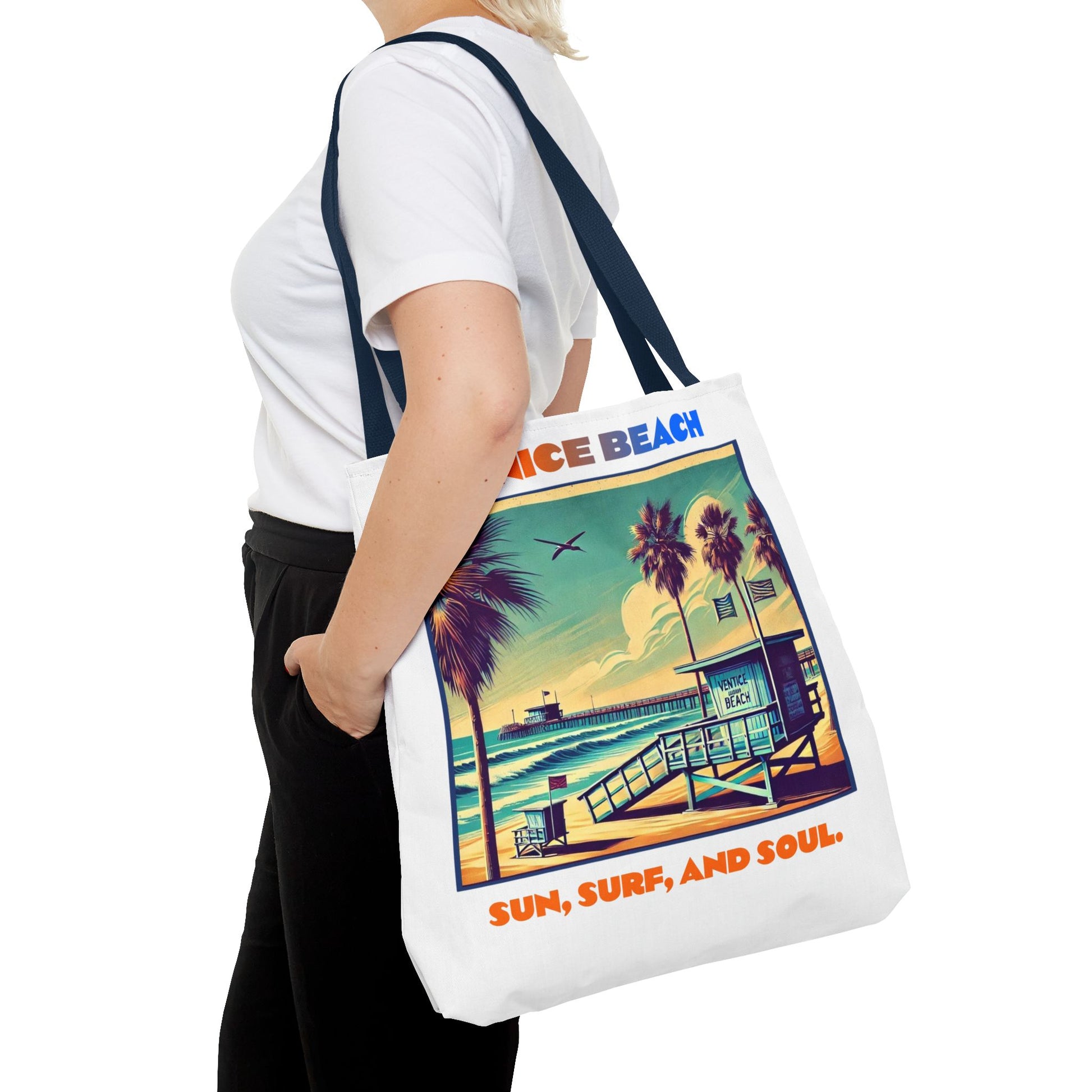 Venice Beach Tote Bag - Sun, Surf, and Soul, Beach Bag, Eco-Friendly, Summer Essential, Travel Tote, Gift for Beach Lovers