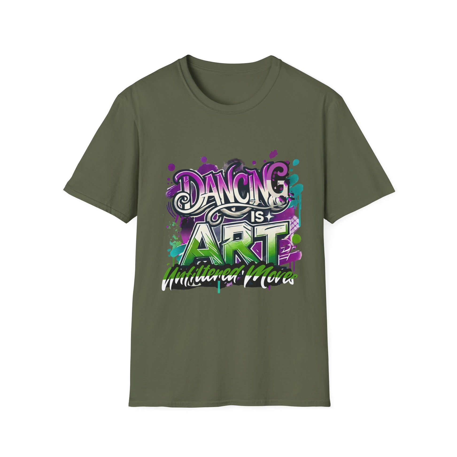 Dance Tee Unisex Softstyle T-Shirt: Dancing is Art & Unfiltered Moves Design