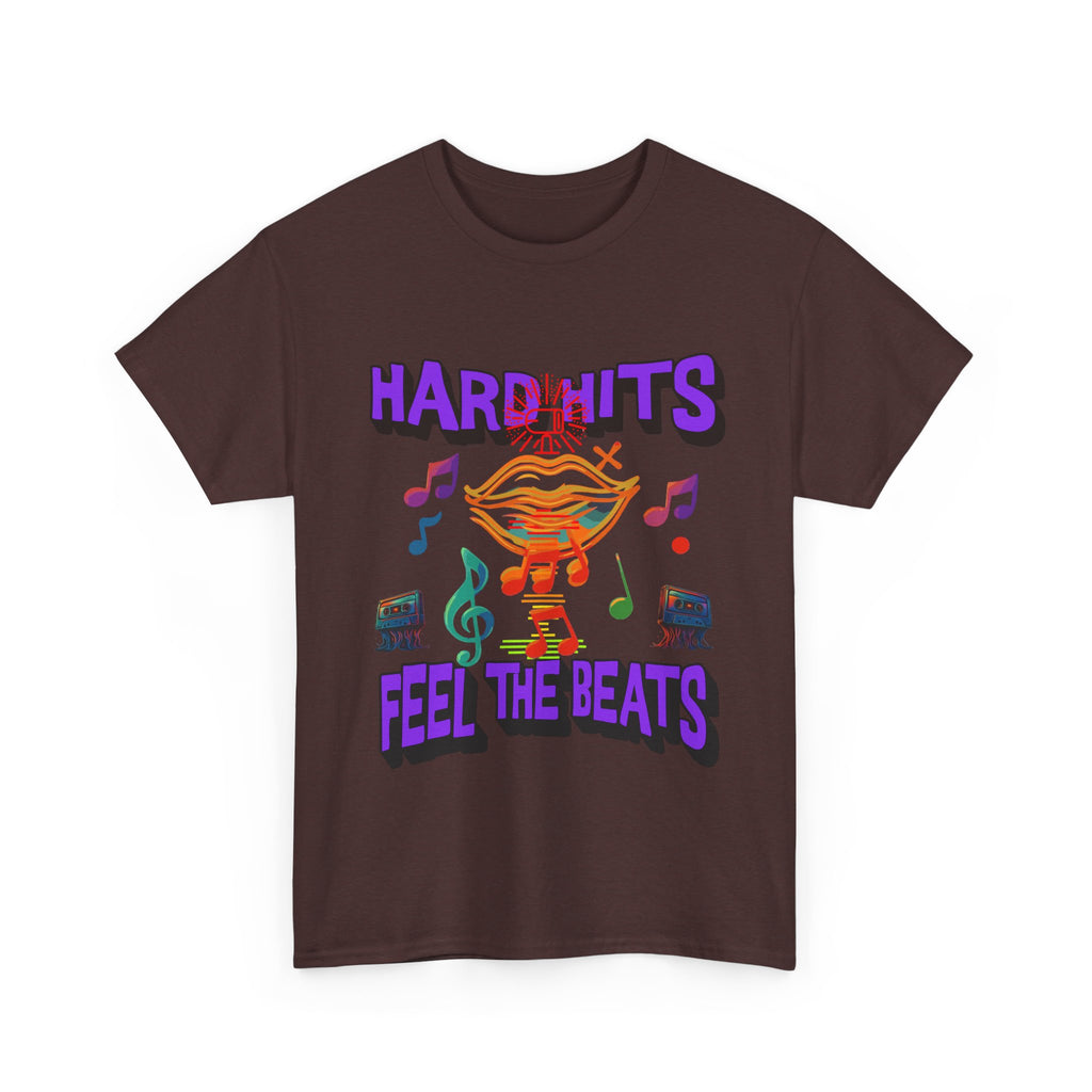 Music Lover Tee - Hard Hits Feel The Beats, Unisex Cotton Shirt, Perfect Gift for Musicians, Concerts, Festivals, Casual Wear
