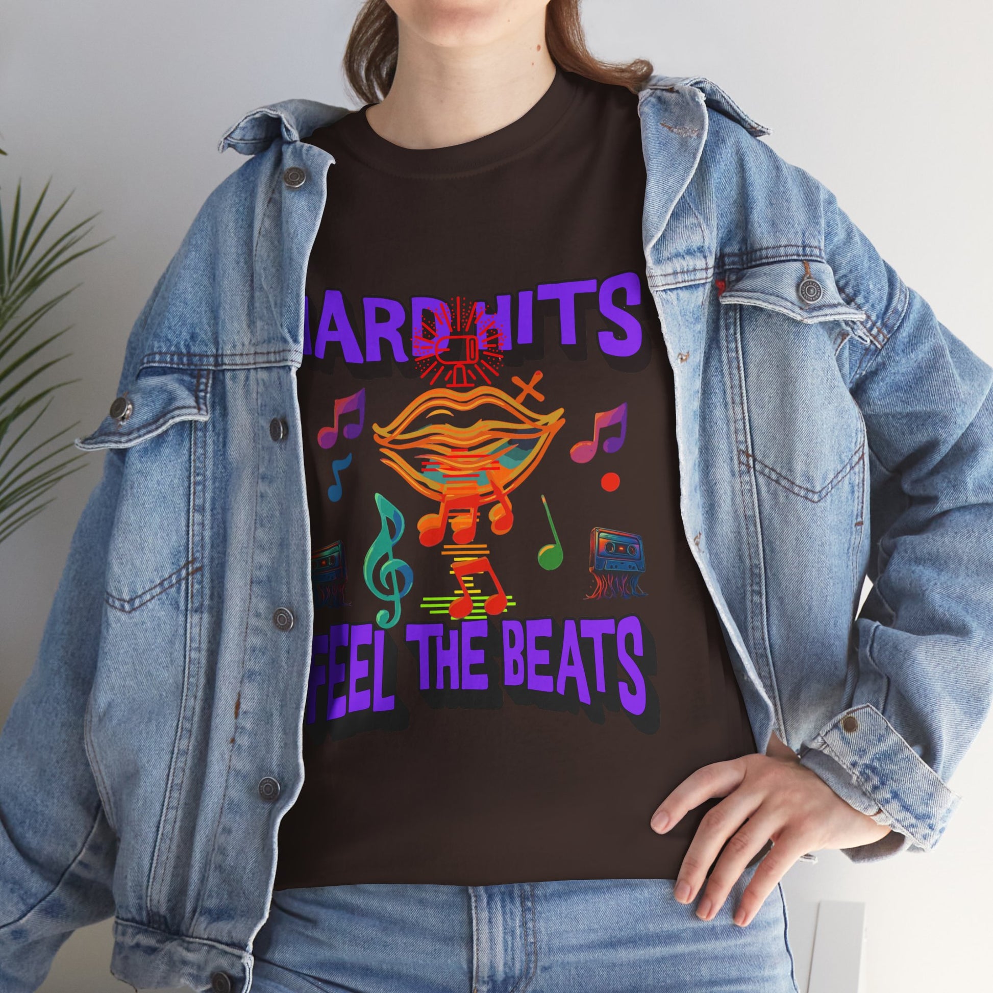 Music Lover Tee - Hard Hits Feel The Beats, Unisex Cotton Shirt, Perfect Gift for Musicians, Concerts, Festivals, Casual Wear