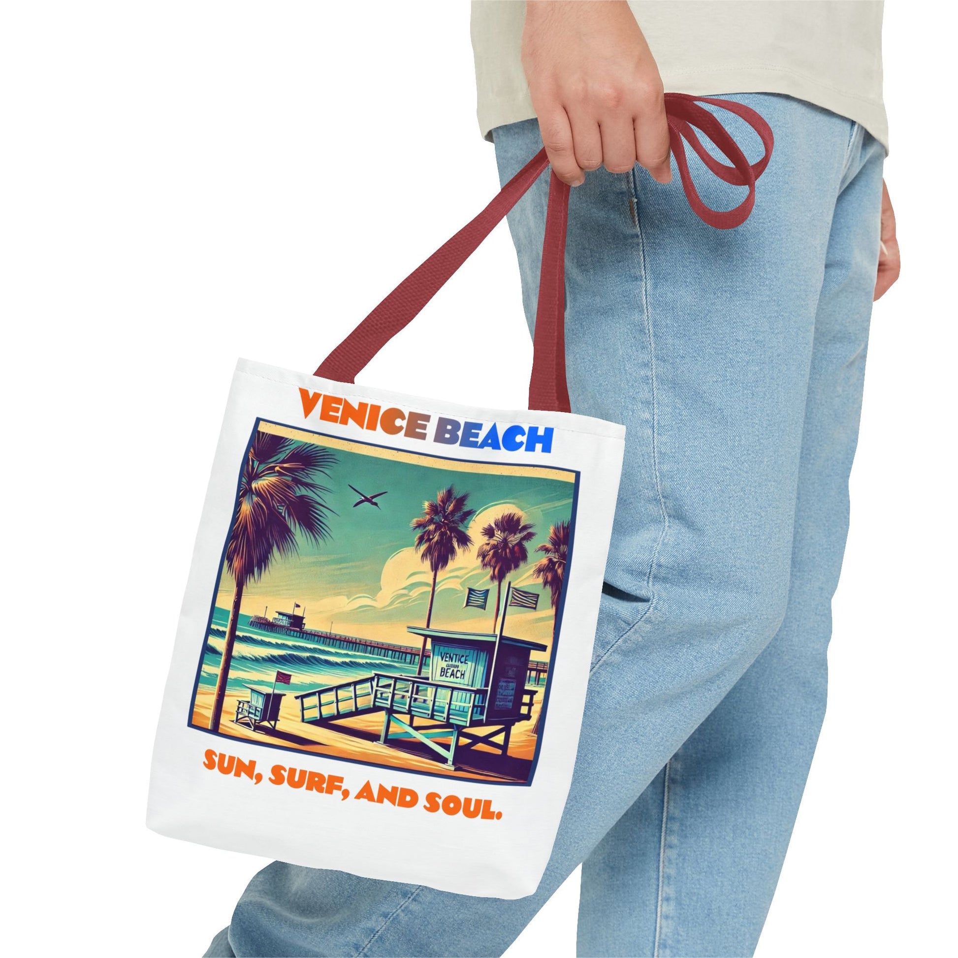 Venice Beach Tote Bag - Sun, Surf, and Soul, Beach Bag, Eco-Friendly, Summer Essential, Travel Tote, Gift for Beach Lovers