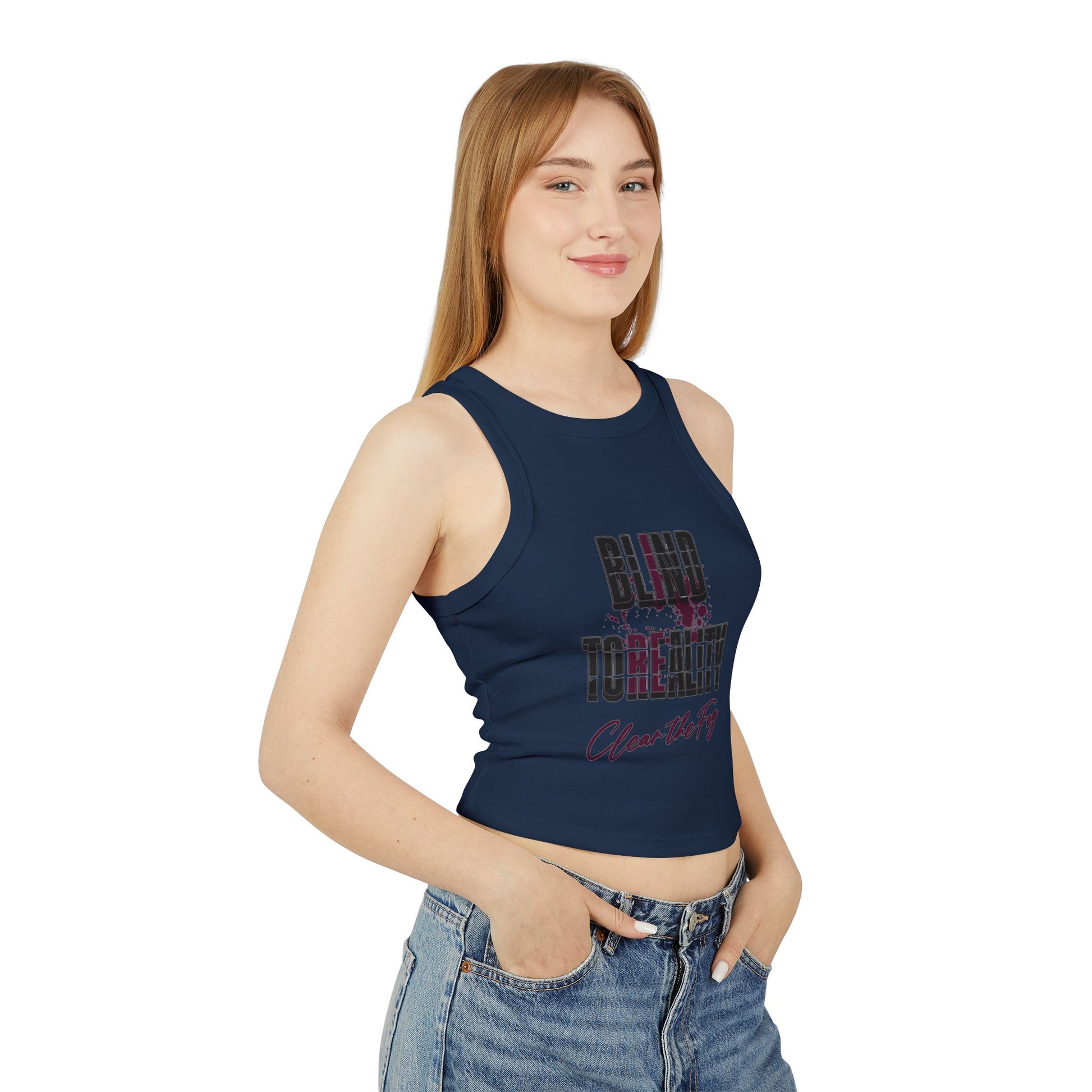 Stylish Women's Micro Rib Racer Tank Top - Perfect for Summer, Casual Wear, Workout, Festivals, Clear the Fog Design
