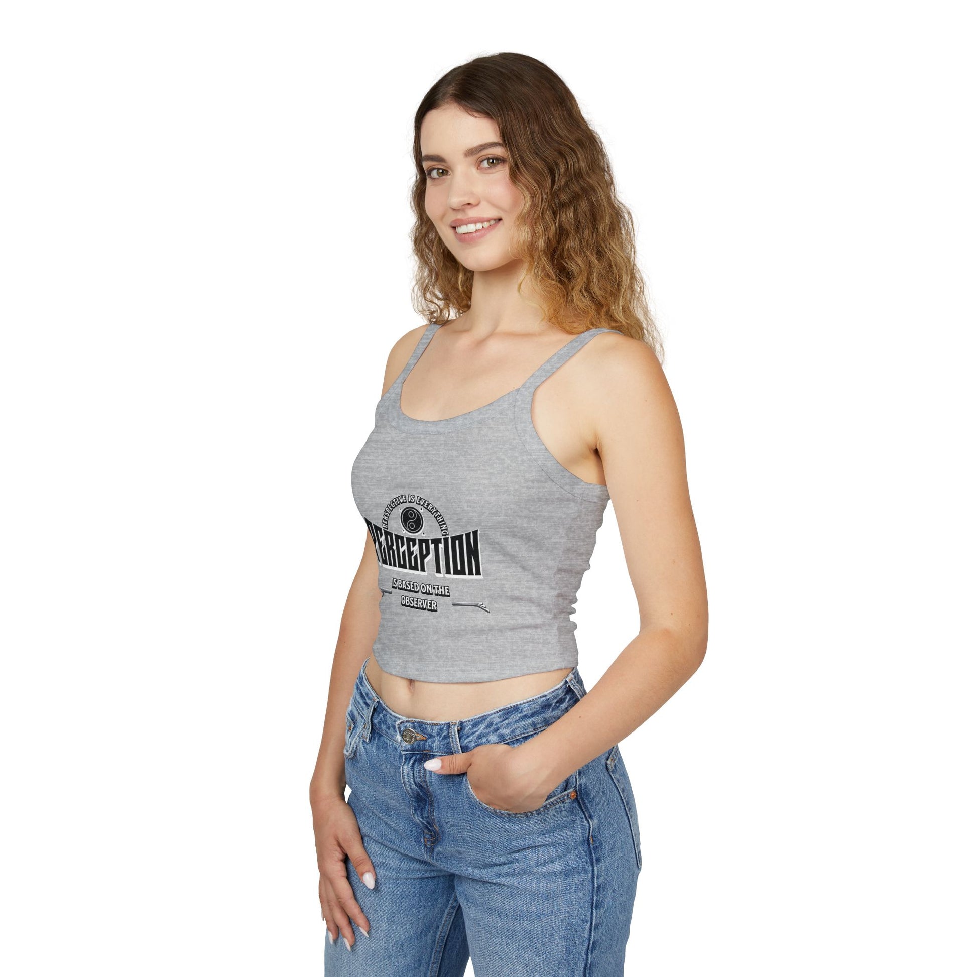 Women's Spaghetti Strap Tank Top - 'Perception' Graphic Tee, Casual Summer Wear, Gift for Her, Boho Style, Festival Top