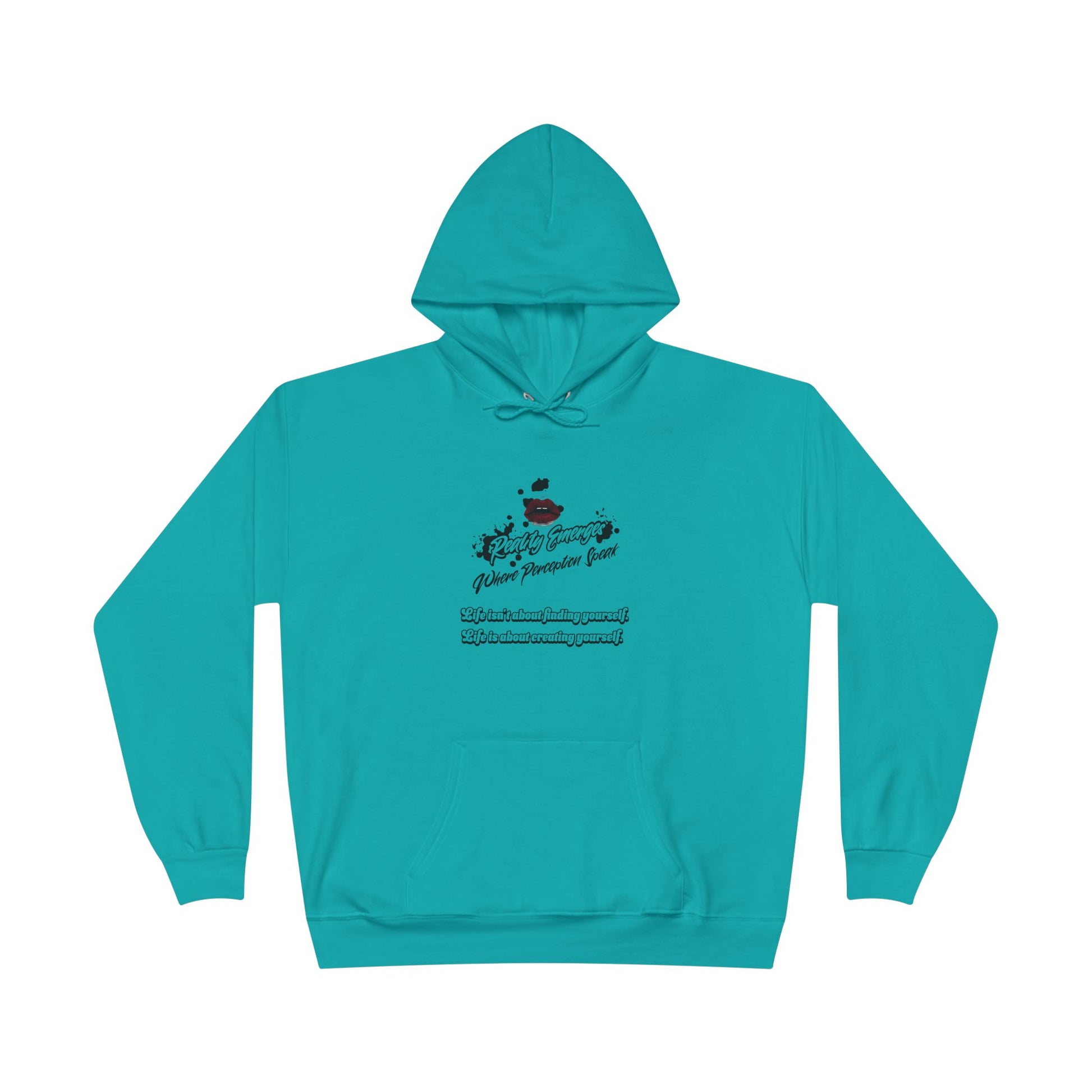 Hoodie Reality Emerges Where Perception Speaks Red Lips and Ink Splatter Design