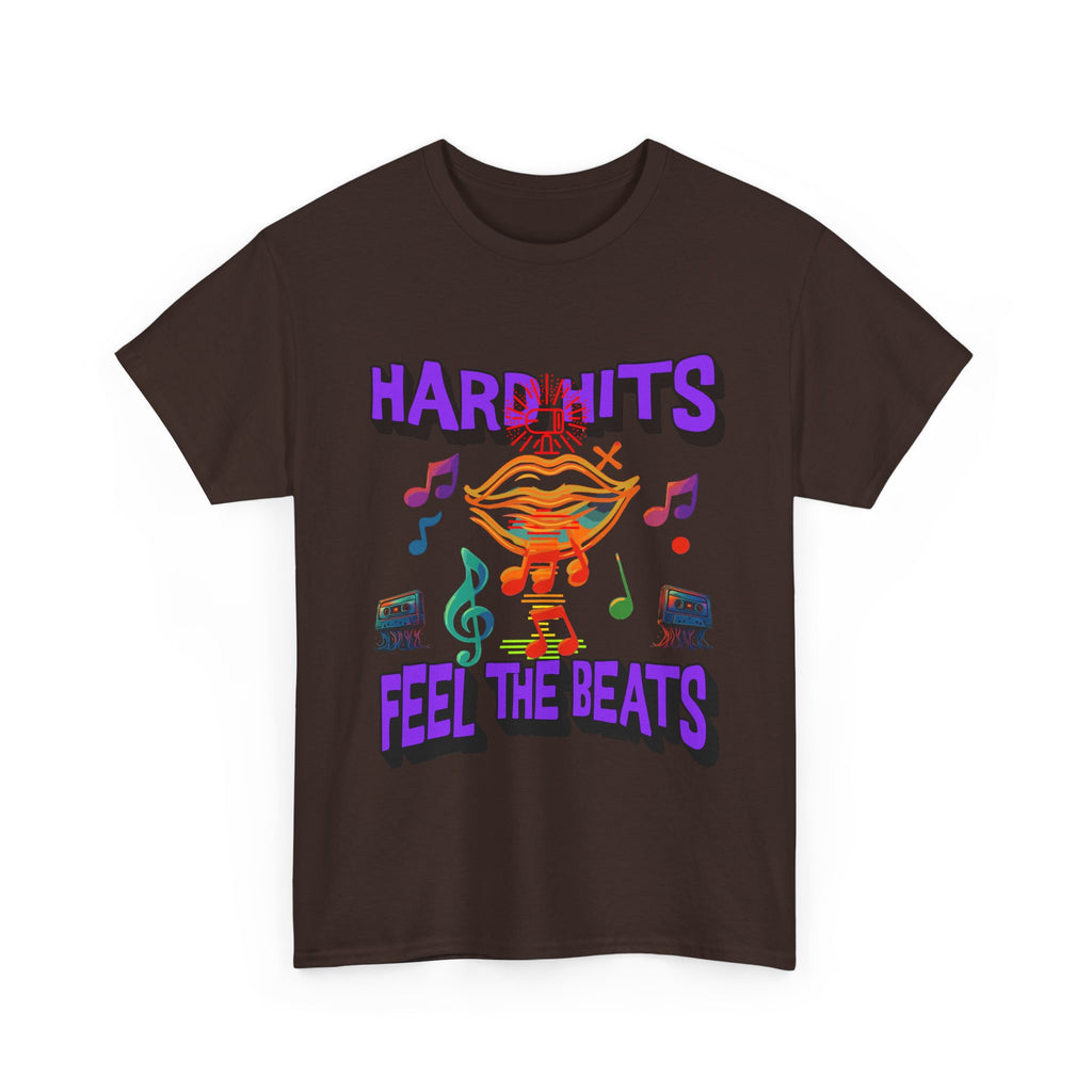 Music Lover Tee - Hard Hits Feel The Beats, Unisex Cotton Shirt, Perfect Gift for Musicians, Concerts, Festivals, Casual Wear