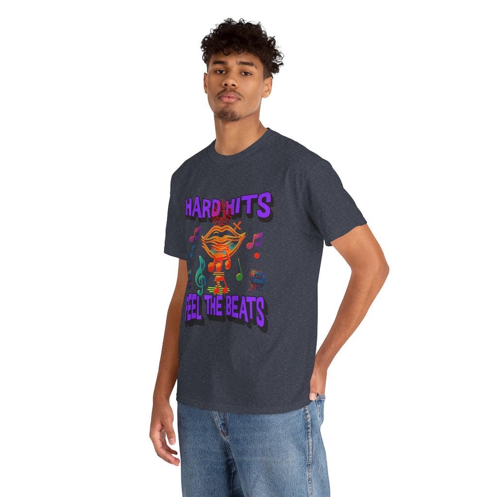 Music Lover Tee - Hard Hits Feel The Beats, Unisex Cotton Shirt, Perfect Gift for Musicians, Concerts, Festivals, Casual Wear