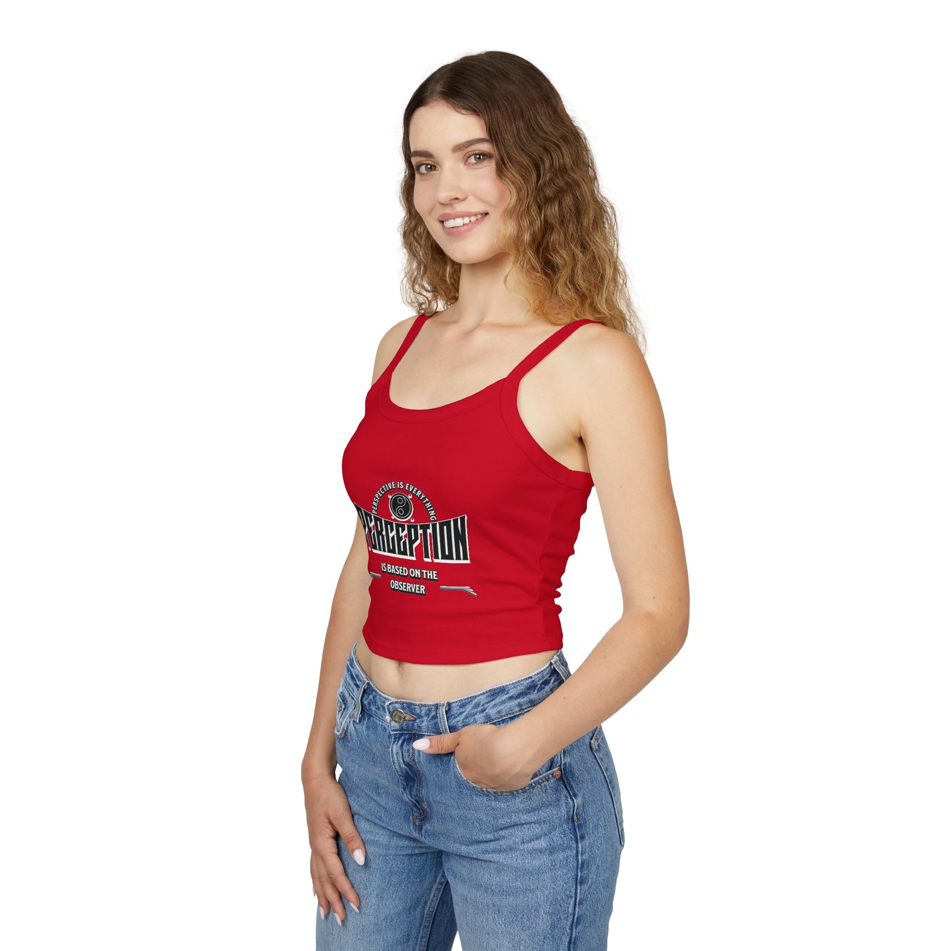 Women's Spaghetti Strap Tank Top - 'Perception' Graphic Tee, Casual Summer Wear, Gift for Her, Boho Style, Festival Top