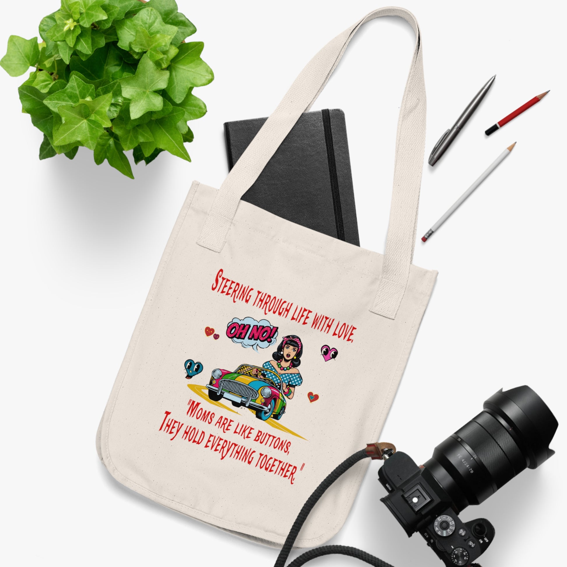 Organic Canvas Tote Bag - Fun & Whimsical Design for Moms, Eco-Friendly Gift, Grocery Bag, Everyday Use, Travel Companion