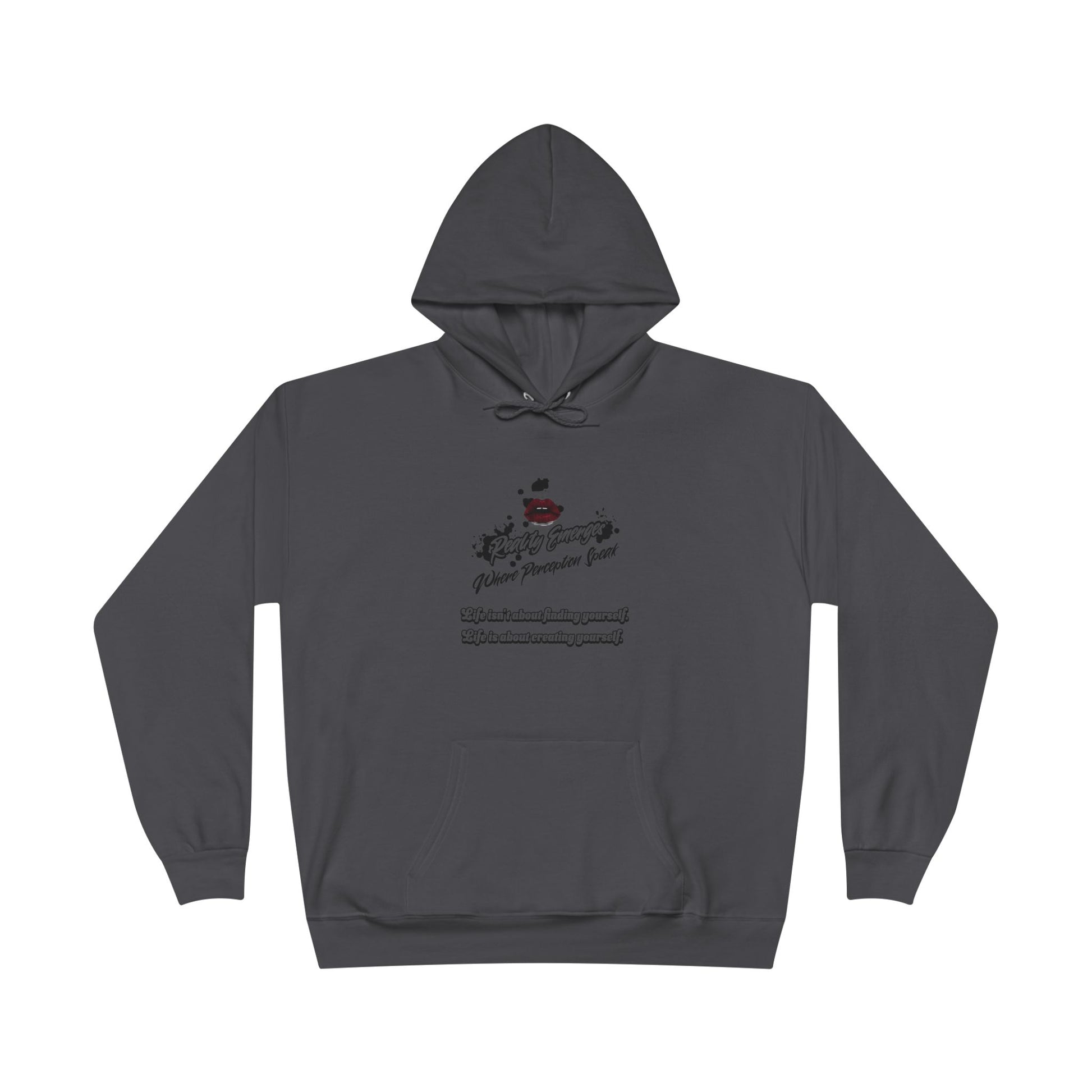 Hoodie Reality Emerges Where Perception Speaks Red Lips and Ink Splatter Design