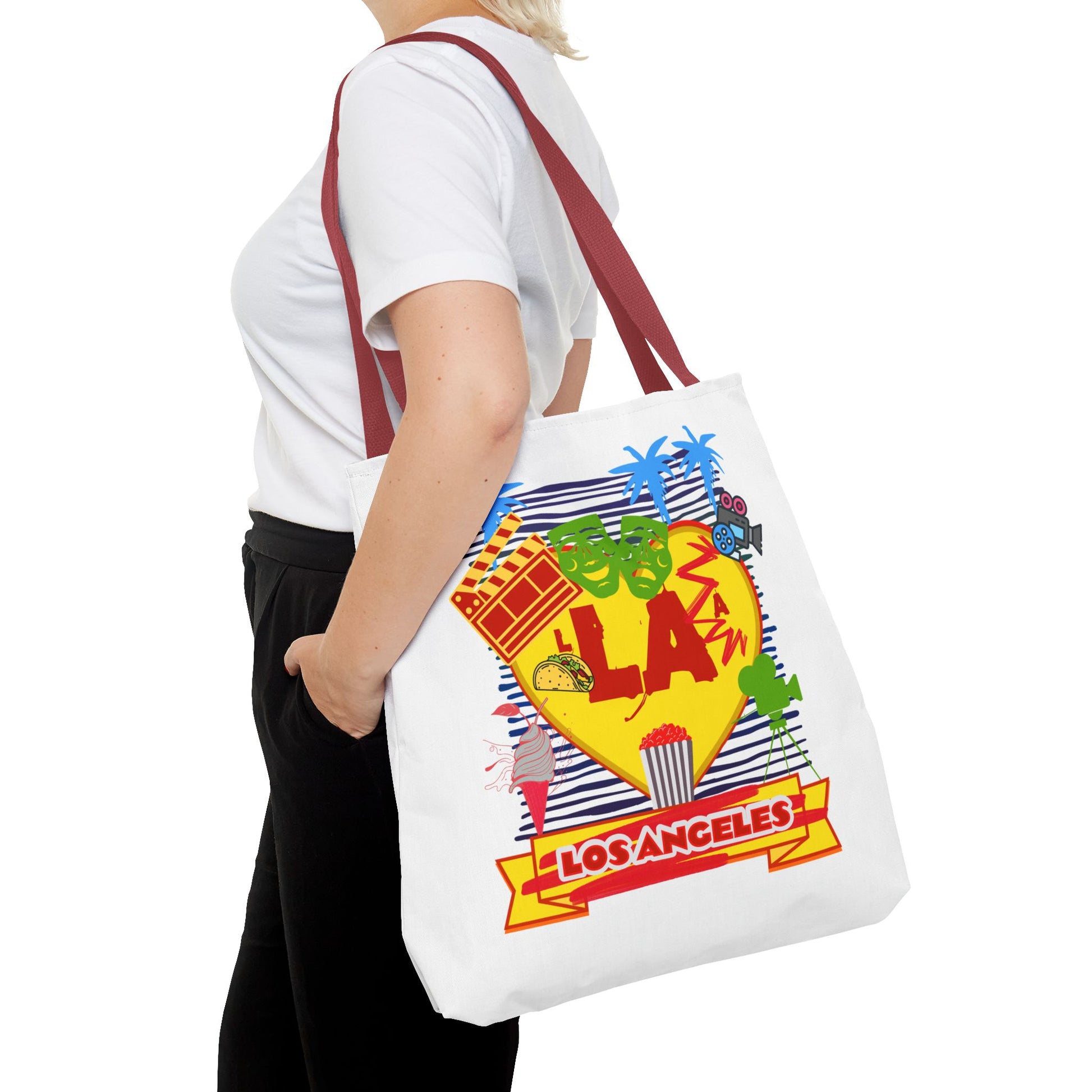 Los Angeles Love Tote Bag, Fun Beach Bag, Travel Tote, Summer Accessory, Gift for Travelers, AOP Design
