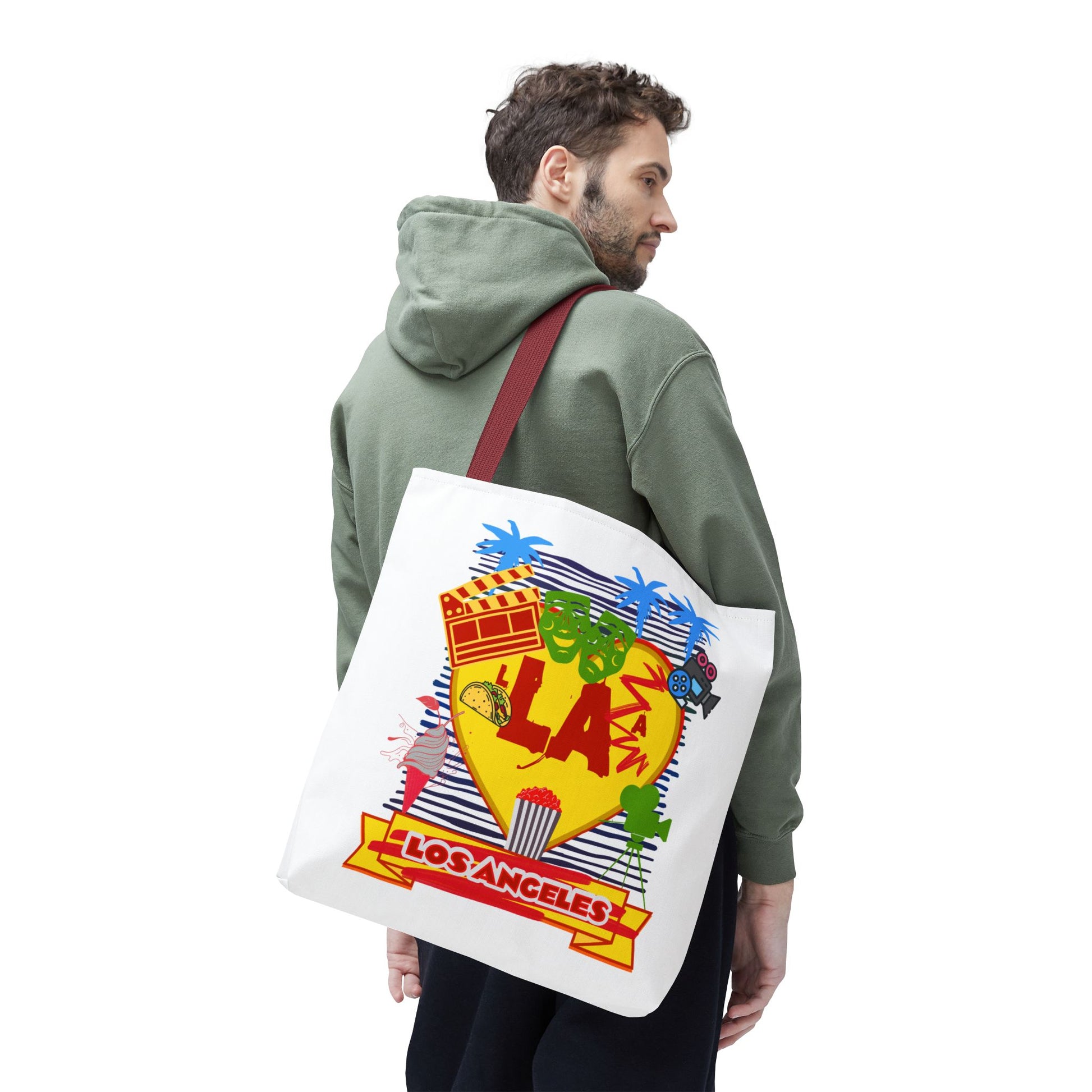 Los Angeles Love Tote Bag, Fun Beach Bag, Travel Tote, Summer Accessory, Gift for Travelers, AOP Design