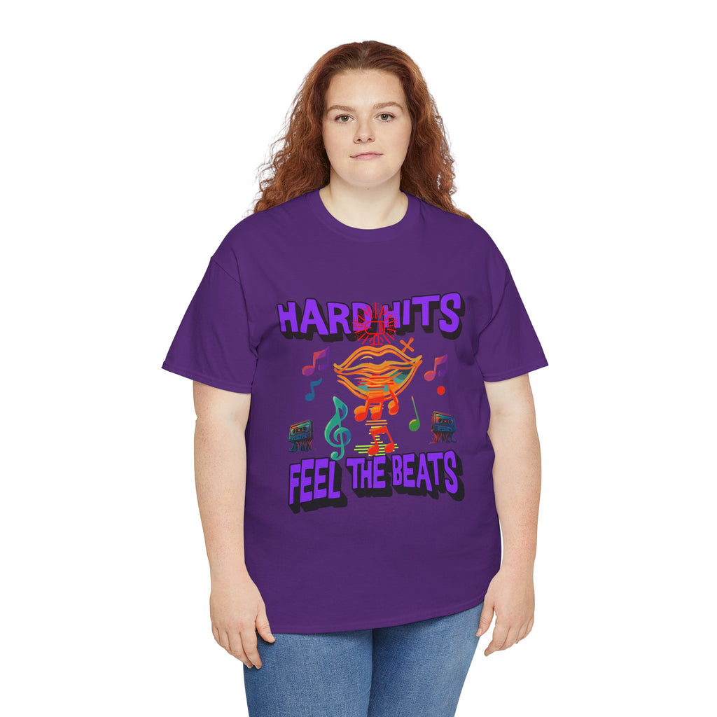 Music Lover Tee - Hard Hits Feel The Beats, Unisex Cotton Shirt, Perfect Gift for Musicians, Concerts, Festivals, Casual Wear