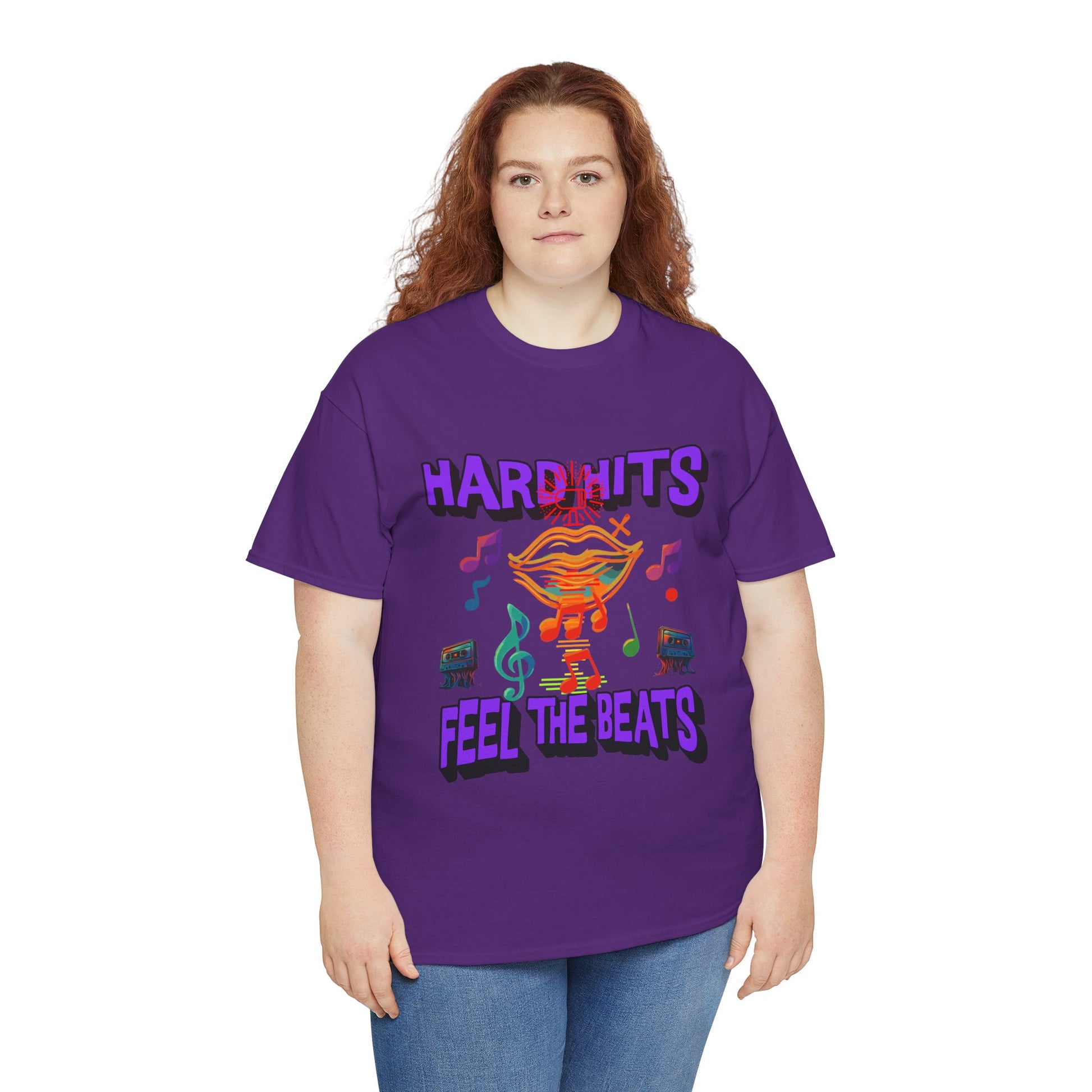 Music Lover Tee - Hard Hits Feel The Beats, Unisex Cotton Shirt, Perfect Gift for Musicians, Concerts, Festivals, Casual Wear