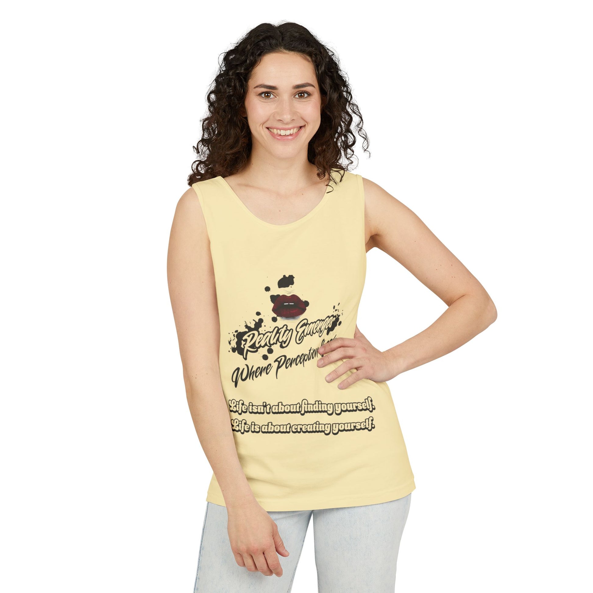 Tank Top - "Create Yourself" Quote Design, Motivational Apparel, Gift for Self-Love, Summer Essential, Positive Vibes