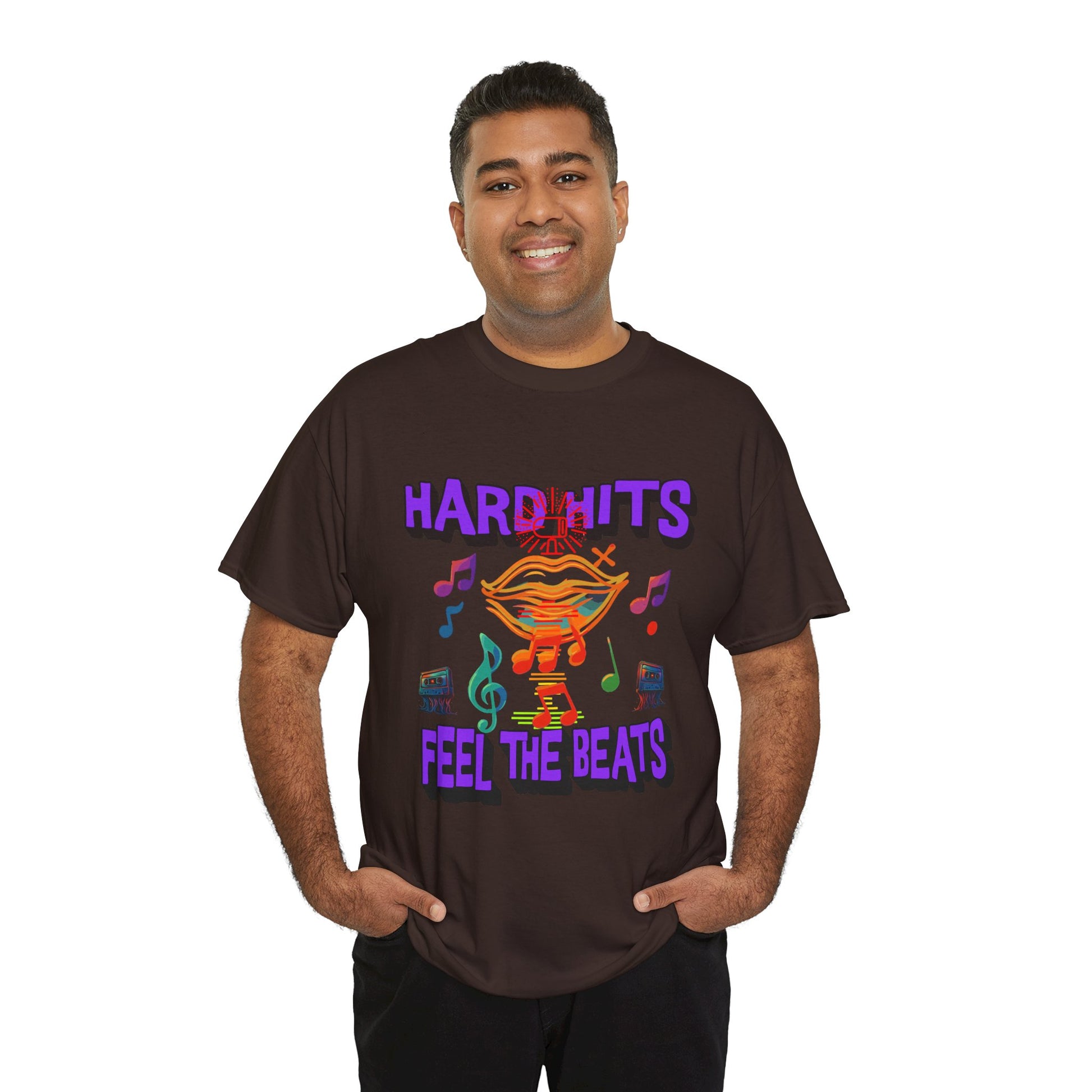 Music Lover Tee - Hard Hits Feel The Beats, Unisex Cotton Shirt, Perfect Gift for Musicians, Concerts, Festivals, Casual Wear