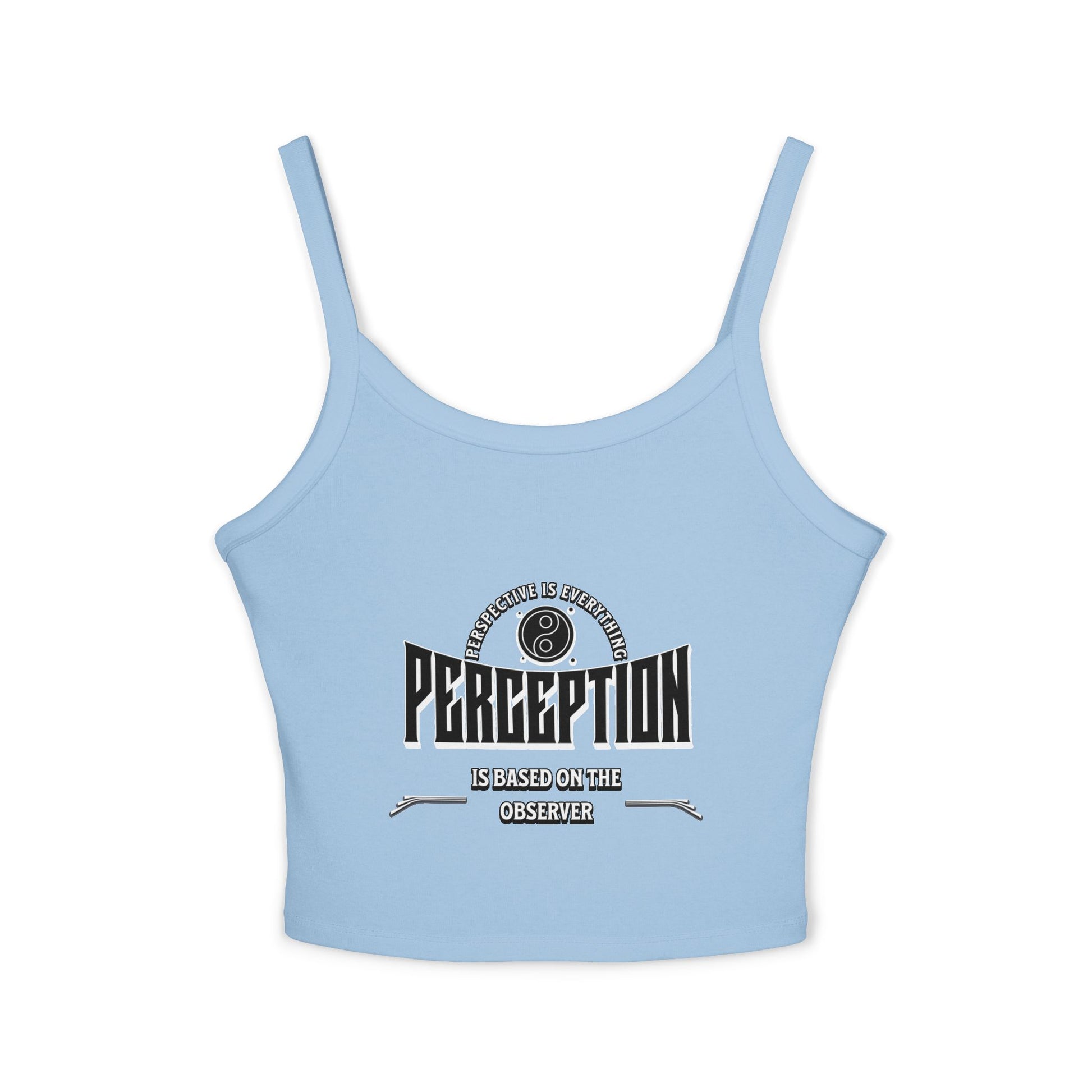 Women's Spaghetti Strap Tank Top - 'Perception' Graphic Tee, Casual Summer Wear, Gift for Her, Boho Style, Festival Top