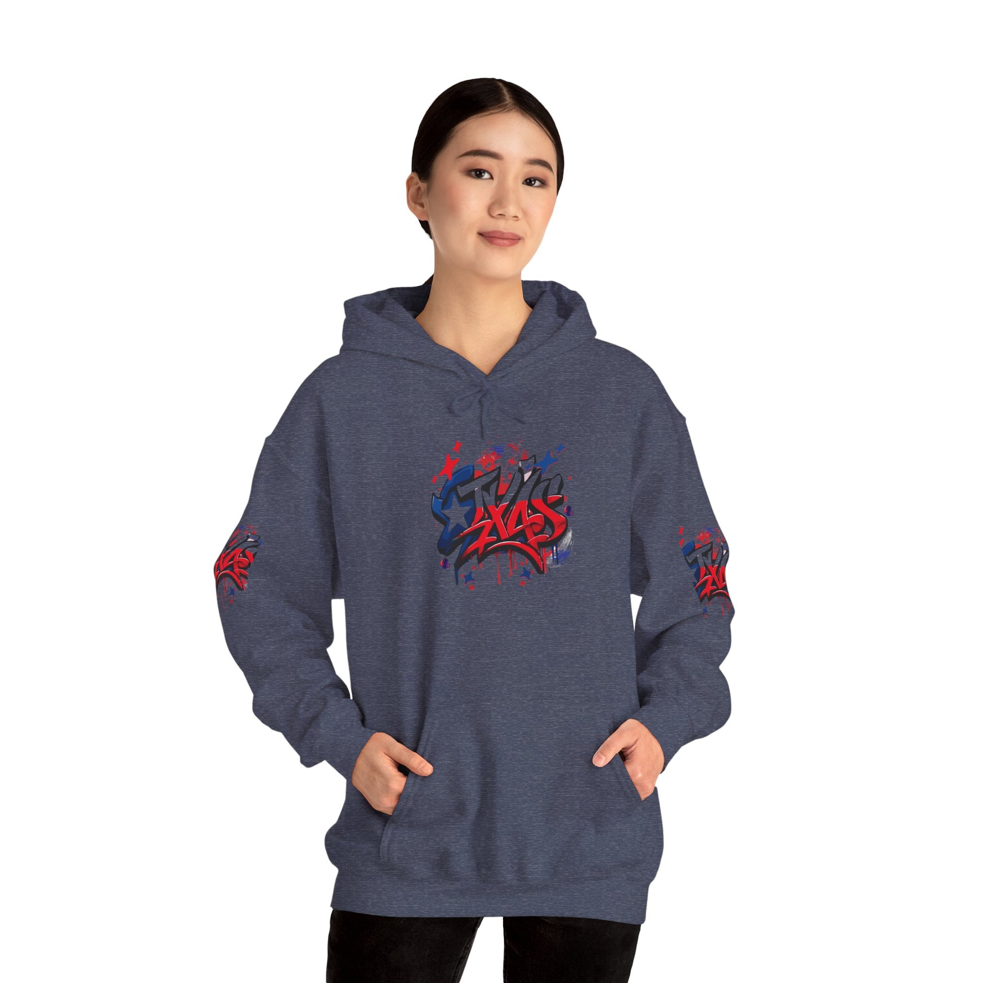 Patriotic Graffiti Hoodie, Cozy Sweatshirt for Casual Wear, Perfect Gift for July 4th, Stylish Streetwear, Unisex Fashion