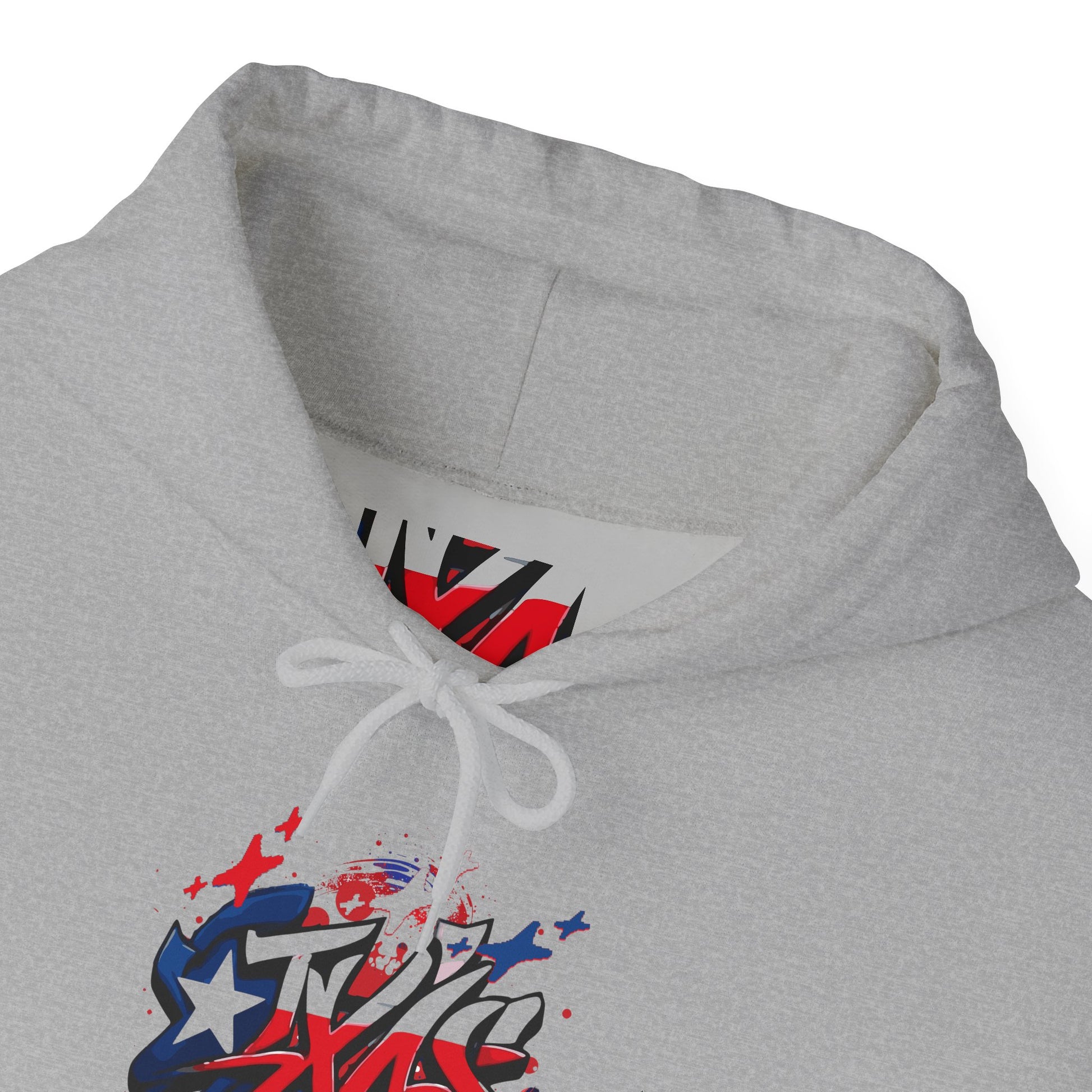 Patriotic Graffiti Hoodie, Cozy Sweatshirt for Casual Wear, Perfect Gift for July 4th, Stylish Streetwear, Unisex Fashion