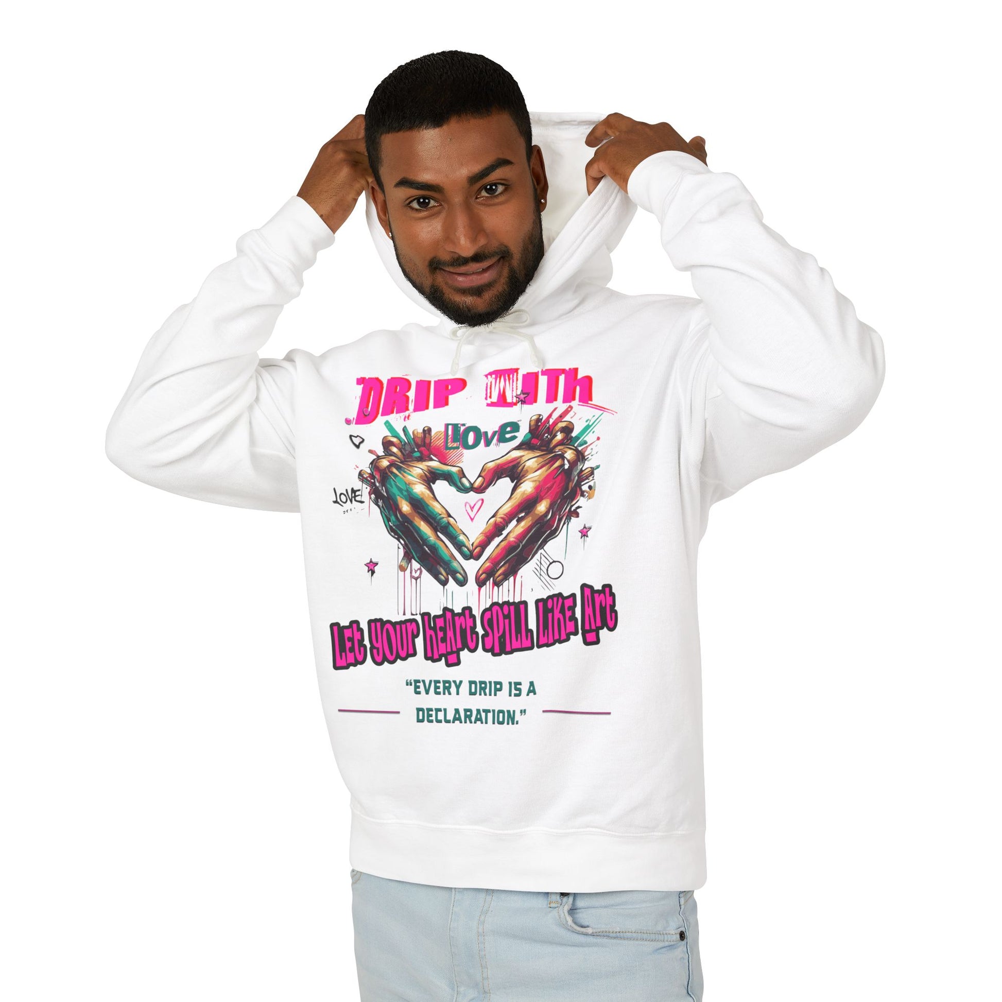 Colorful Love Hoodie, Unisex Sweatshirt for Couples, Unique Gift for Valentine's Day, Cozy Casual Hoodie, Drip with Love Design