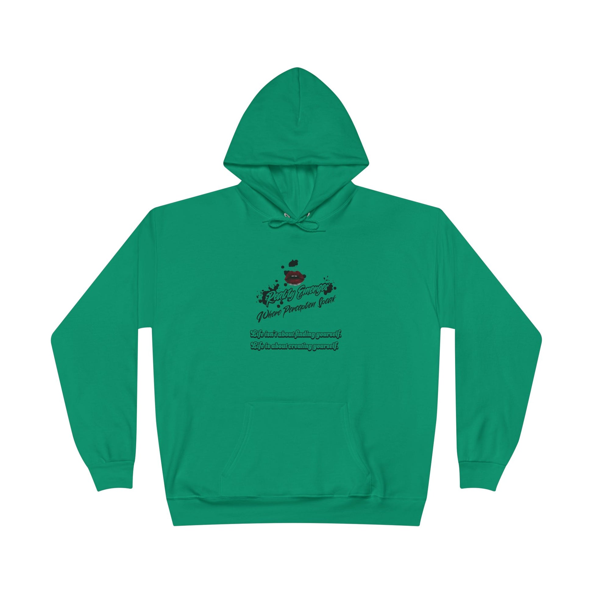 Hoodie Reality Emerges Where Perception Speaks Red Lips and Ink Splatter Design