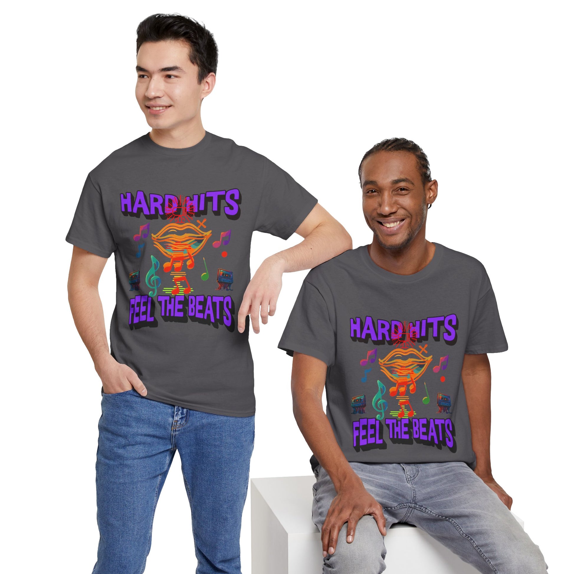 Music Lover Tee - Hard Hits Feel The Beats, Unisex Cotton Shirt, Perfect Gift for Musicians, Concerts, Festivals, Casual Wear