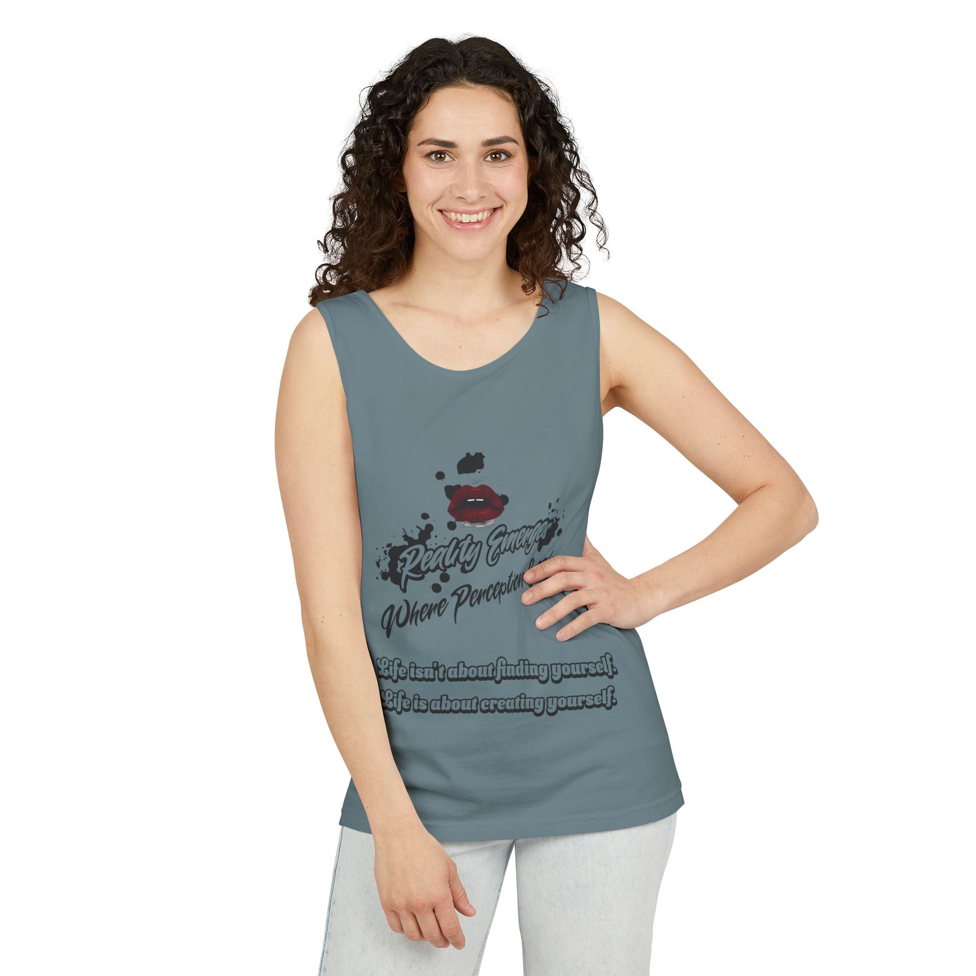 Tank Top - "Create Yourself" Quote Design, Motivational Apparel, Gift for Self-Love, Summer Essential, Positive Vibes
