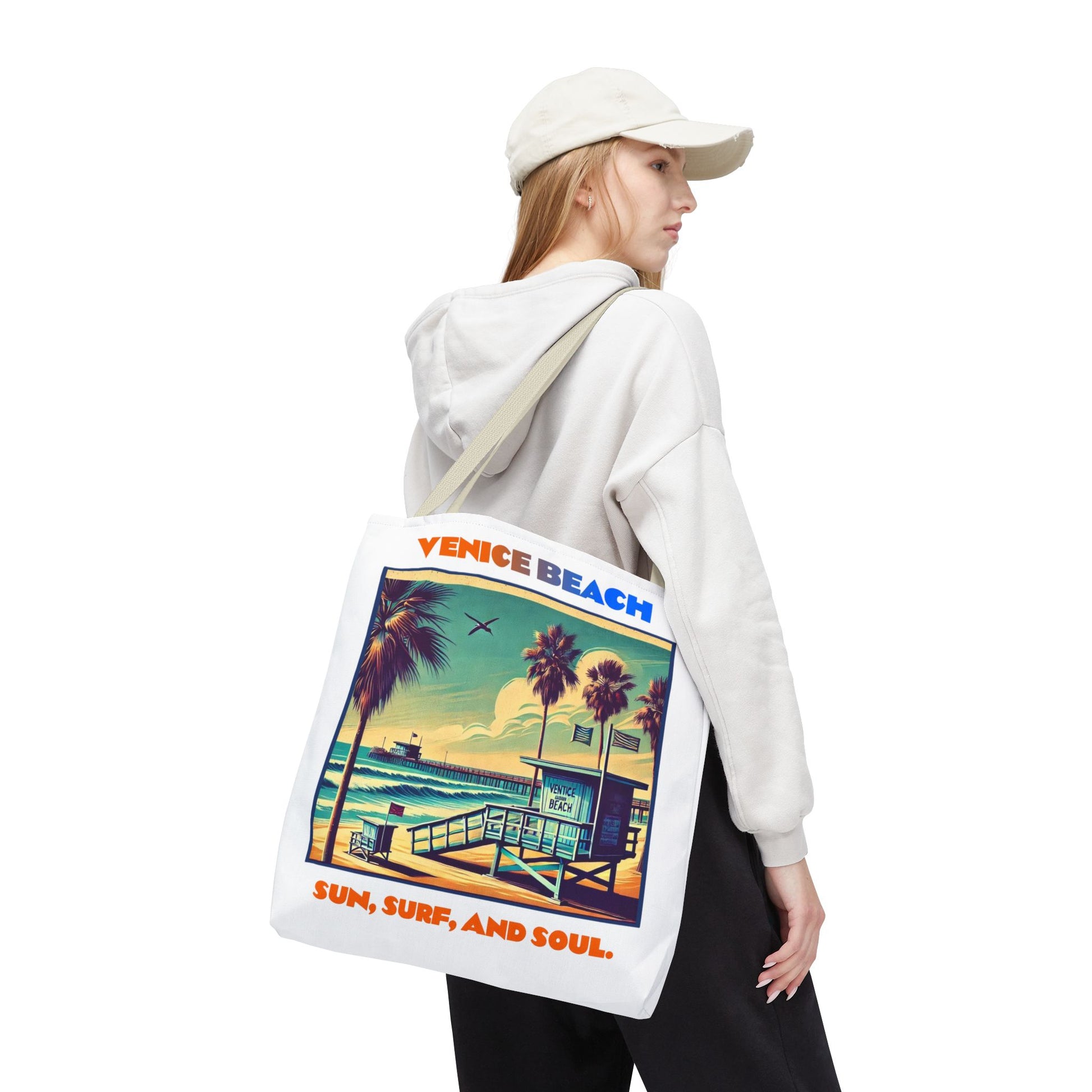 Venice Beach Tote Bag - Sun, Surf, and Soul, Beach Bag, Eco-Friendly, Summer Essential, Travel Tote, Gift for Beach Lovers