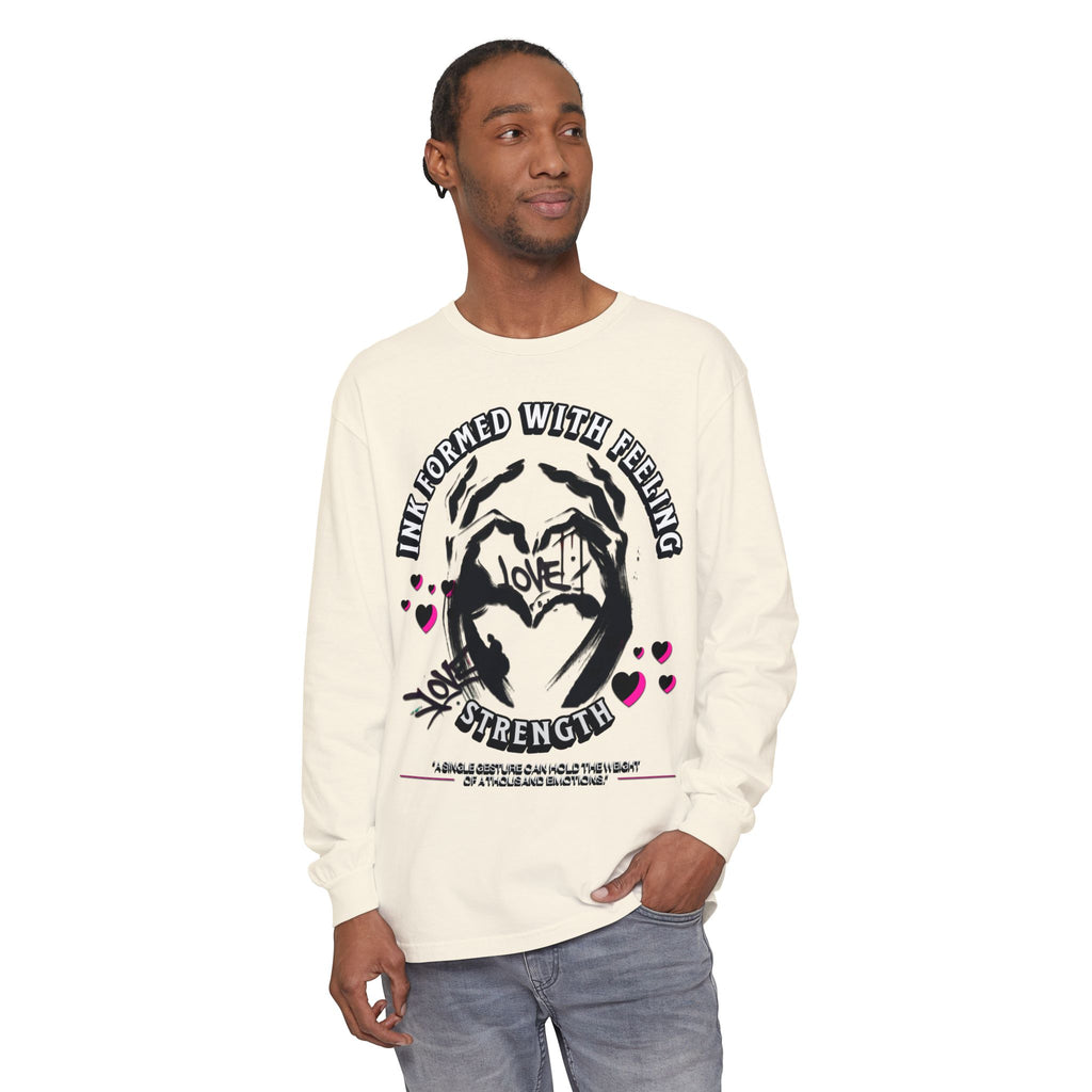 Wearable Art Long-Sleeve Tee  T-Shirt Love and Strength Graphic Design