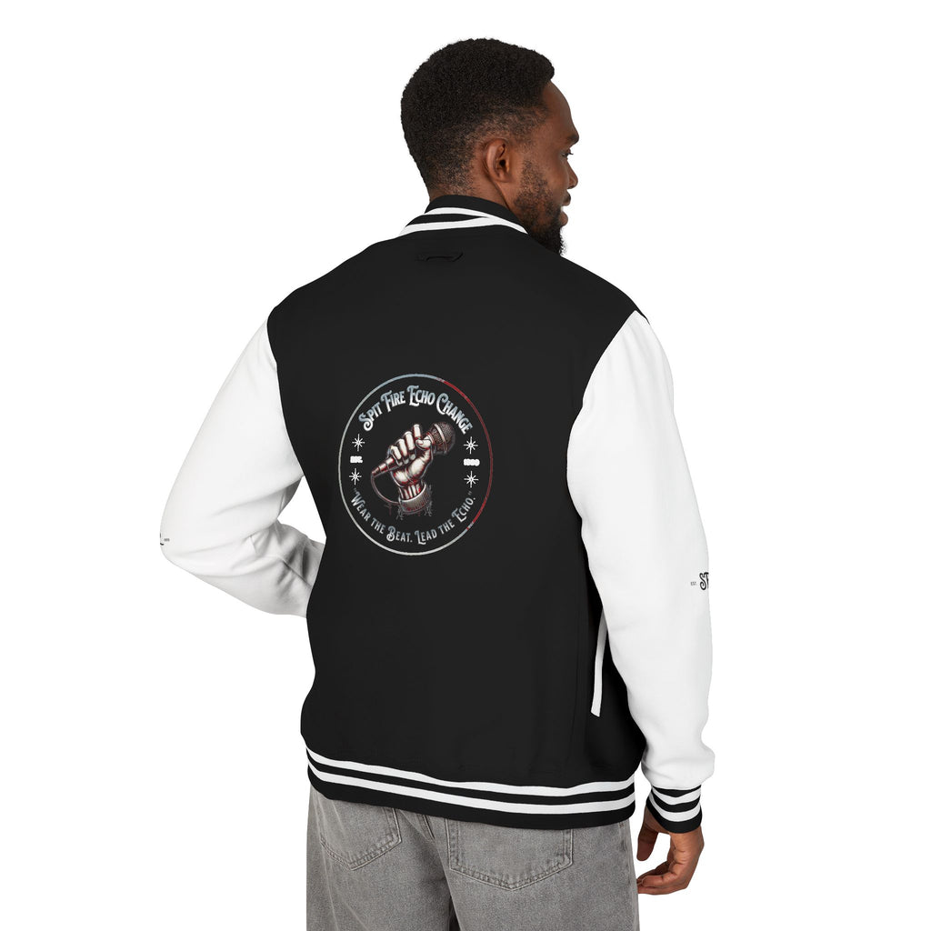 Unisex Varsity Letterman Jacket – Spit Fire Echo Change Embroidered Design