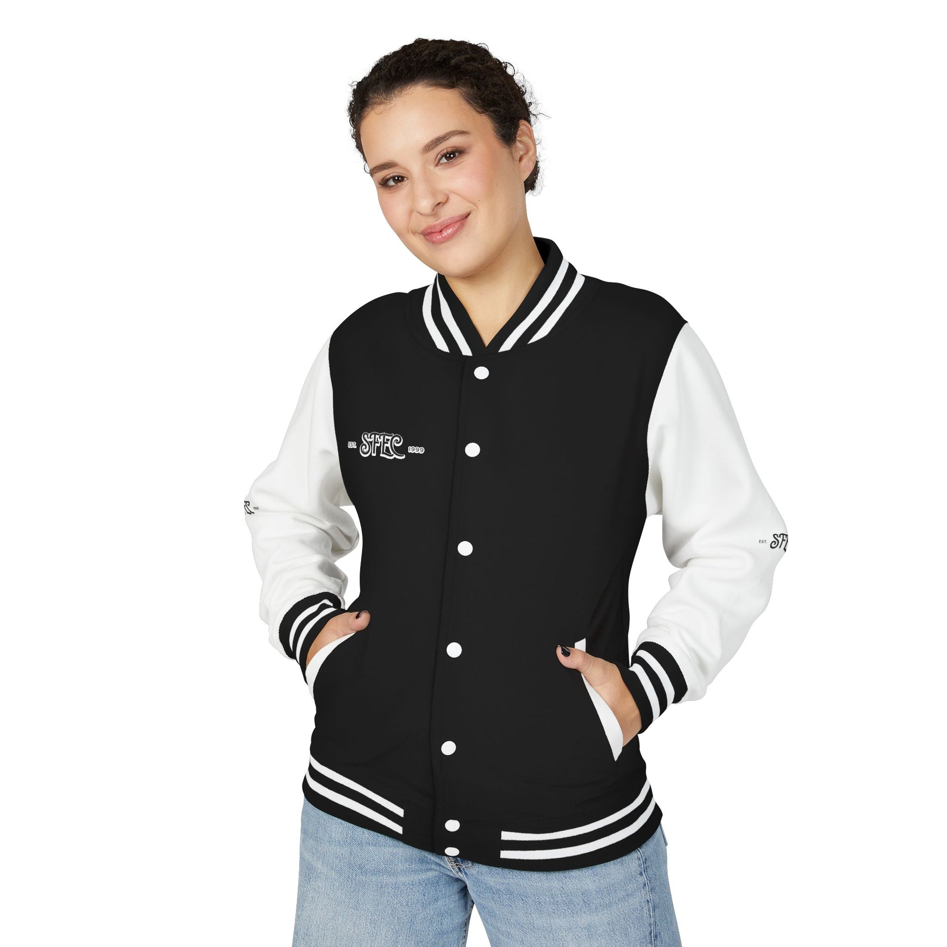 Unisex Varsity Letterman Jacket – Spit Fire Echo Change Embroidered Design